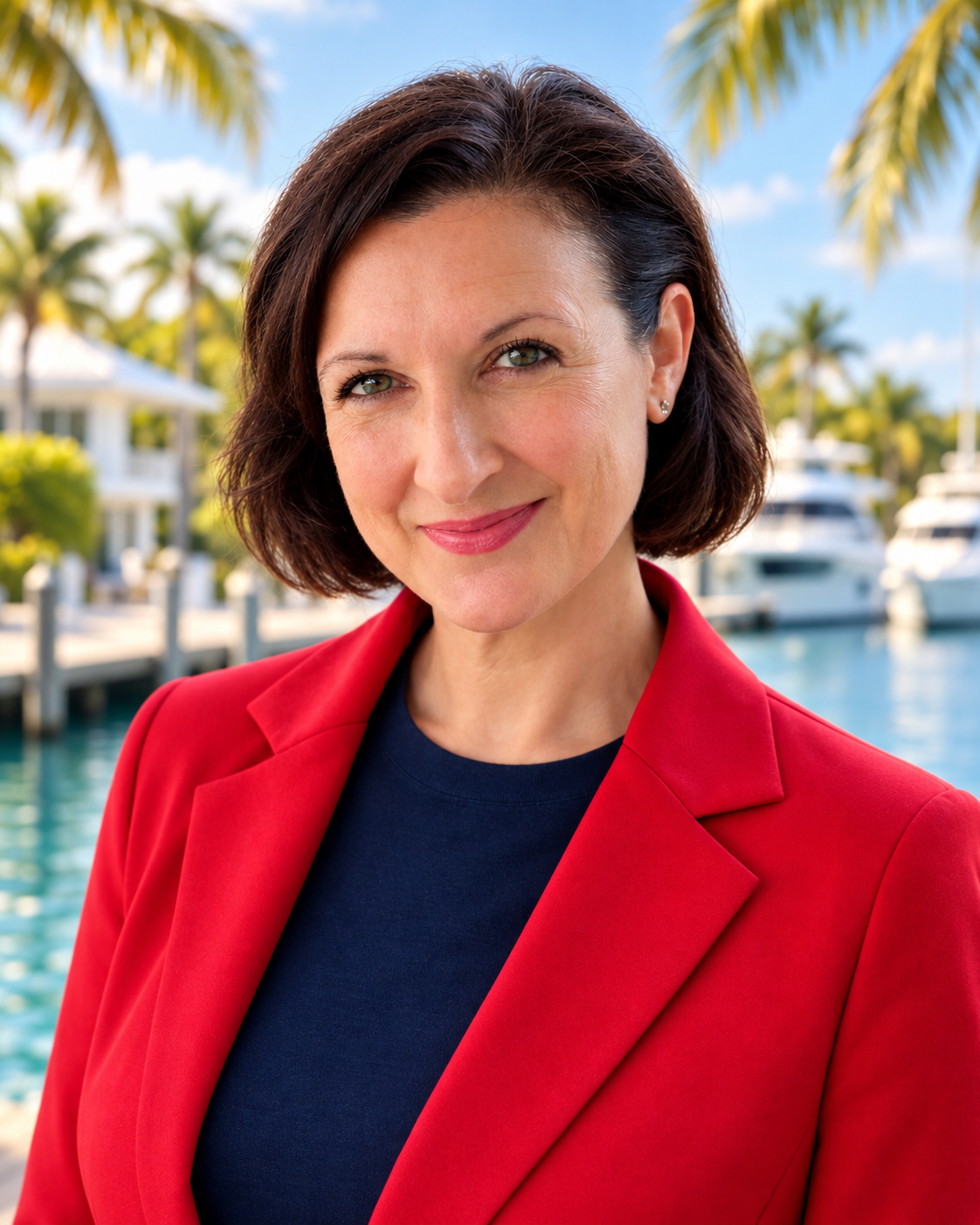 Heather-May Sloan, Key West REALTOR, at a waterfront marina