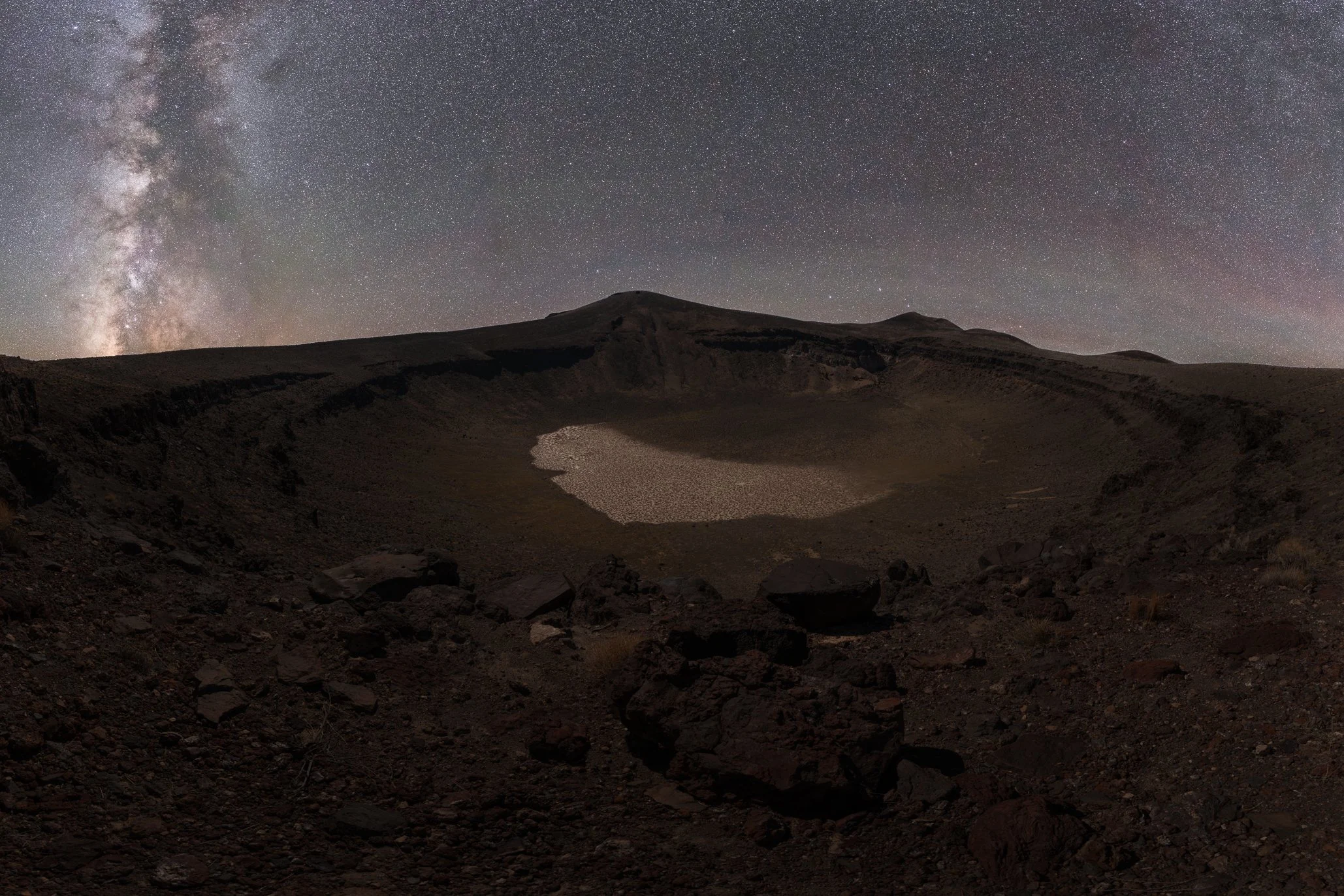 Lunar Crater with the Milky Way
