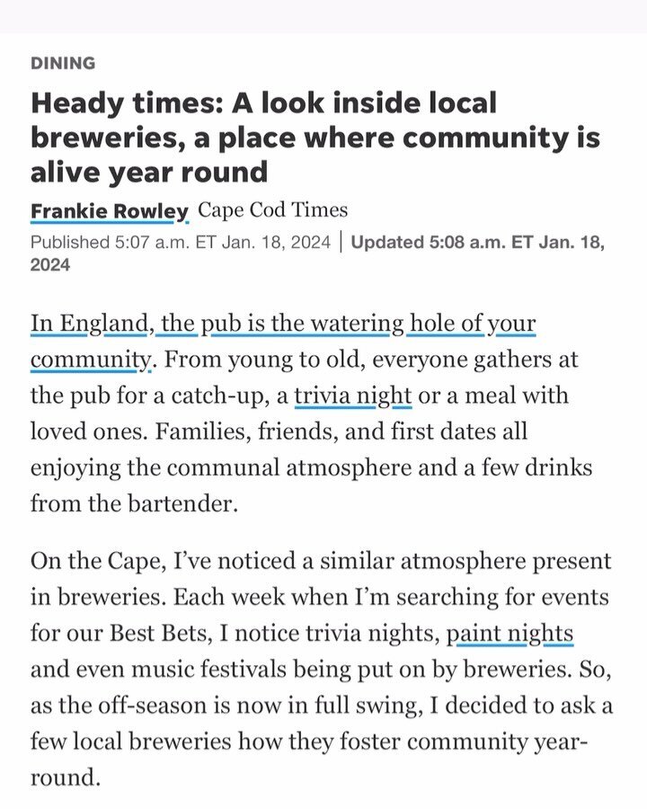 Whoa this queer brewery place - where the community is alive year-round - sounds pretty fun. Thanks, @capecodtimes! 🌈🍺❄️ 

Full story link in bio.