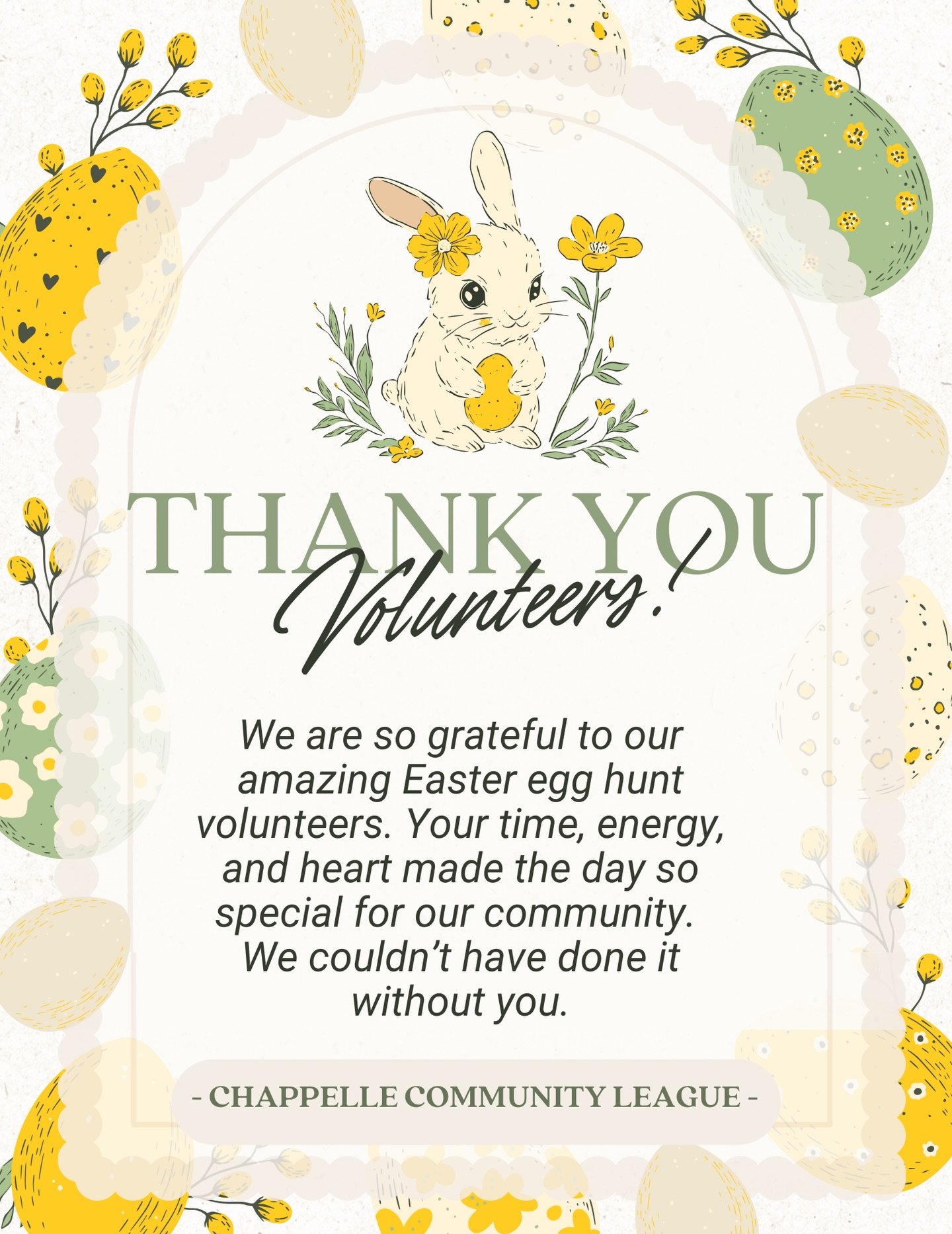 A huge THANK YOU to our incredible volunteers who made the Easter Egg Hunt such a success! 🐣🌸

Your energy, dedication, and willingness to show up for our community truly made the day special. From setting up, organizing, and helping families enjoy