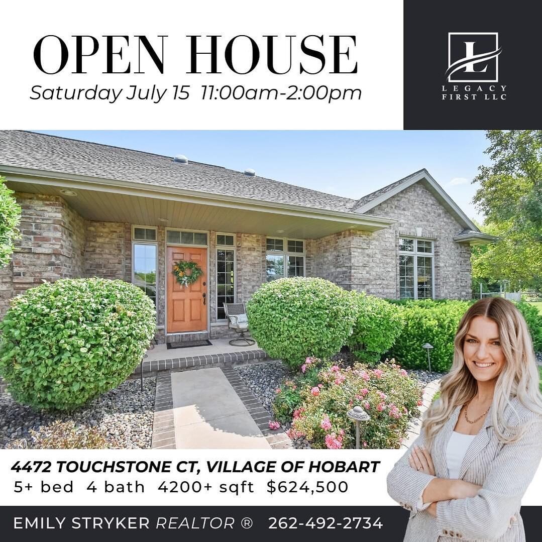 ✨✨✨ OPEN HOUSE ✨ ✨✨
Saturday, July 15th from 11am-2pm
🔑 4472 Touchstone Court - Village of Hobart 🔑 

Window shopping online is fun, there&rsquo;s no argument there... but there really isn&rsquo;t a replacement for seeing something with your own ey
