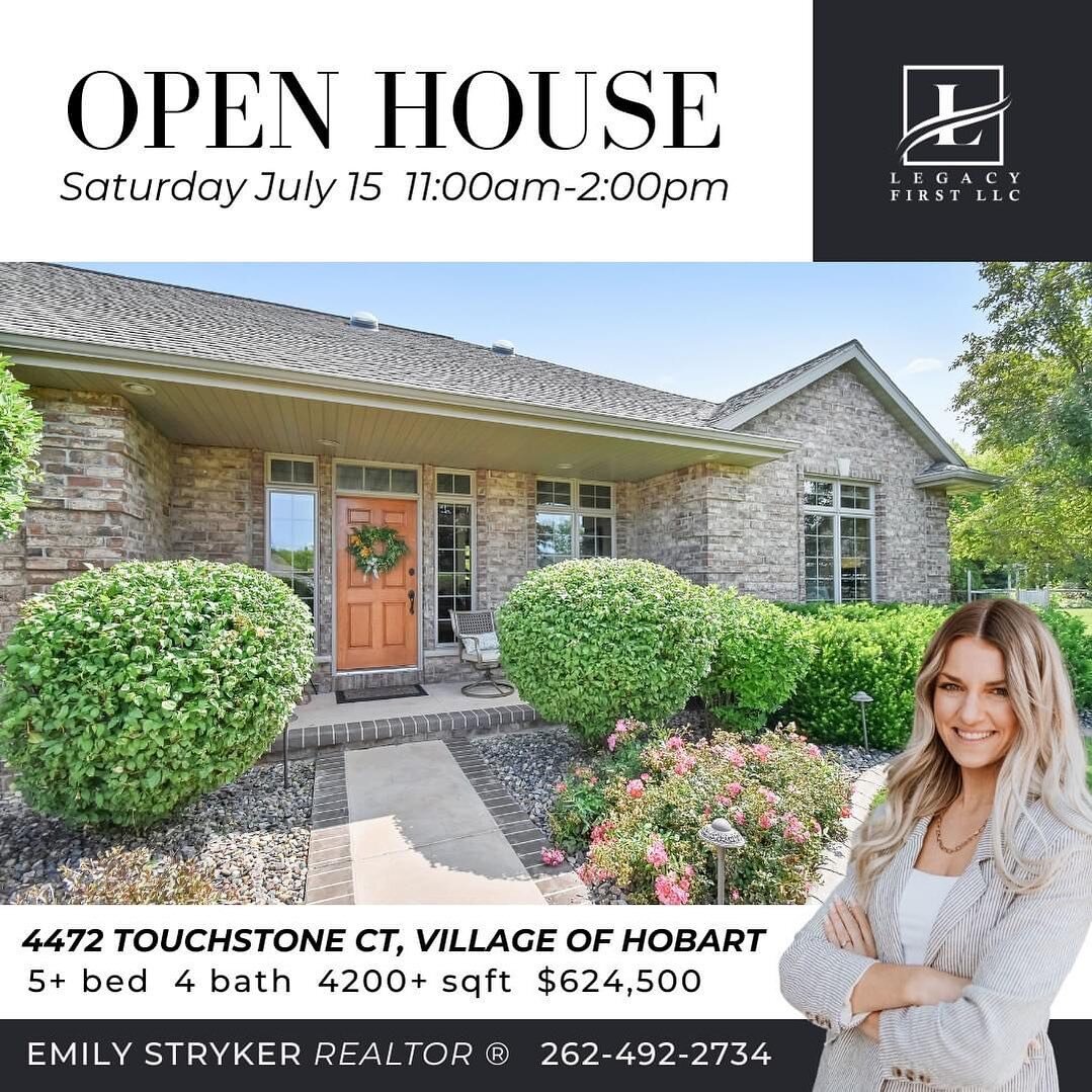✨✨✨ OPEN HOUSE ✨ ✨✨
Saturday, July 15th from 11am-2pm
🔑 4472 Touchstone Court - Village of Hobart 🔑 

Window shopping online is fun, there&rsquo;s no argument there... but there really isn&rsquo;t a replacement for seeing something with your own ey