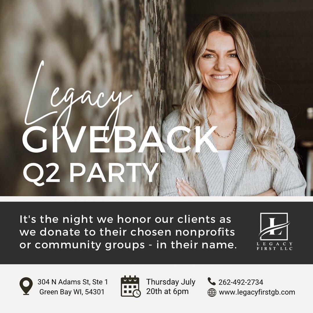 Tonight&rsquo;s the night!! 

Join us 6-9 at our office in #greenbay for delicious food, cold drinks &amp; our most favorite thing of all&hellip; Our quarterly give back!

What nonprofit/organization would you support if given the opportunity? 

#gre