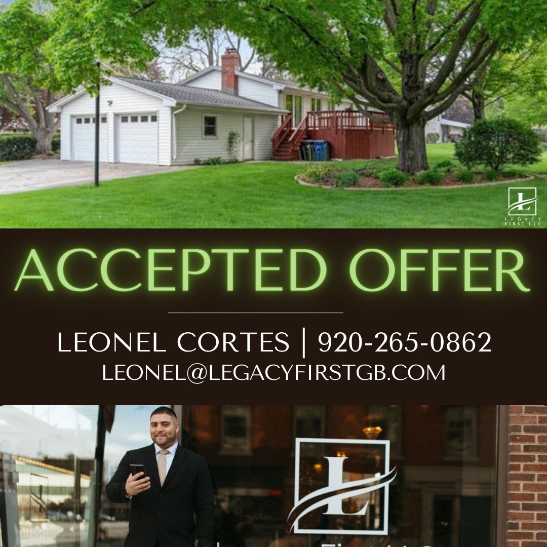 Received an accepted offer on this stunning home for an incredible young dad and his beautiful daughter! 🏡👨&zwj;👧💖

🎉 Congratulations on your Accepted Offer!!🎉

📱- (920)-265-0862
📧- Leonel@Legacyfirstgb.com