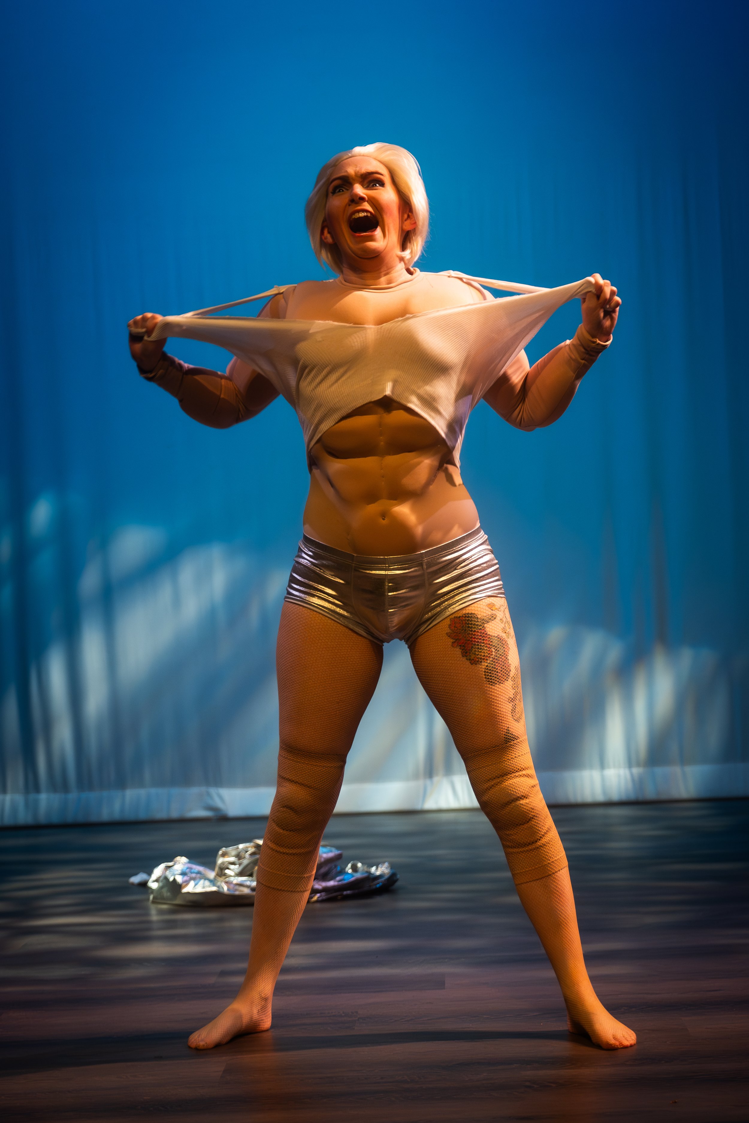 Scarlett O'Hairdye performing at Ass-tronauts & Robo-tits as David Ryder from the MST3K version of Space Mutiny.