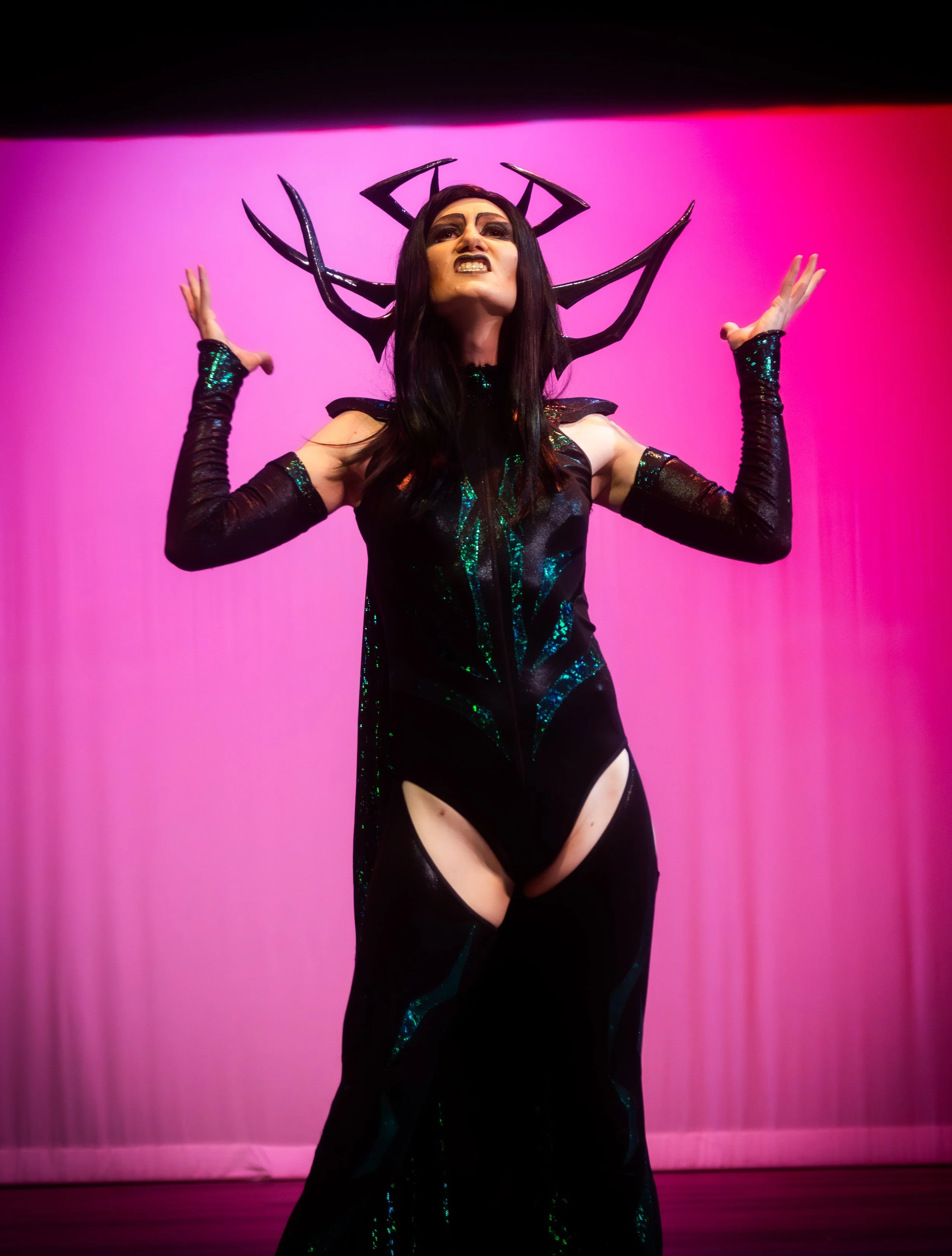 Crystal Storm performing at Ass-tronauts & Robo-tits as Hela from Thor: Ragnarok.
