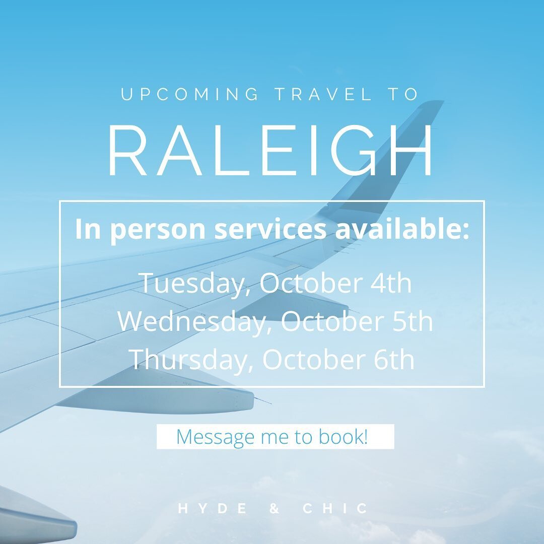 I&rsquo;m coming to Raleigh! I have some appointment times available mornings and evenings October 4th - 6th. Message me with questions and to book 🗓
