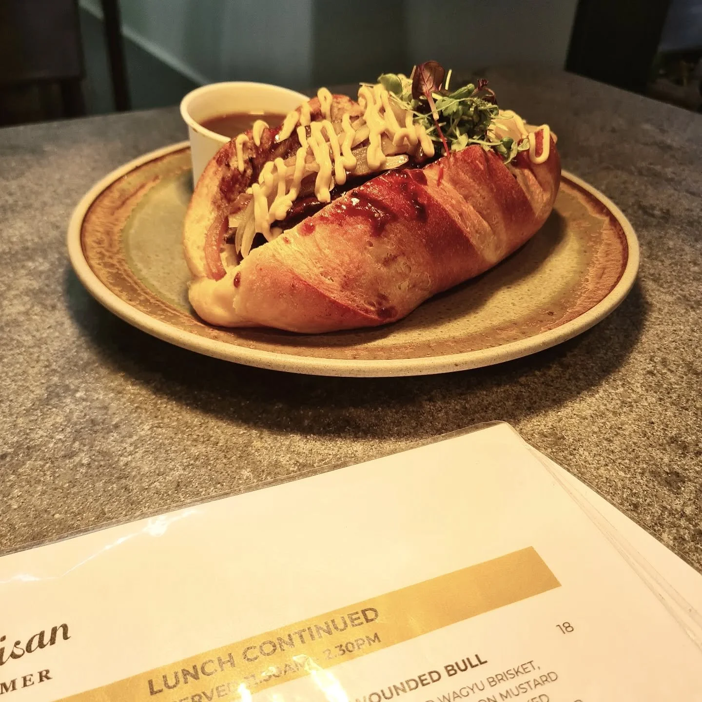 We may have tweaked our menu but many favourites still remain, including the very popular Wounded Bull: 12hr smoked Wagyu brisket, sauteed onions, Dijon mustard served on our housemade baguette with our beef jus dip on the side. Yummo! 

#wagyu #bris