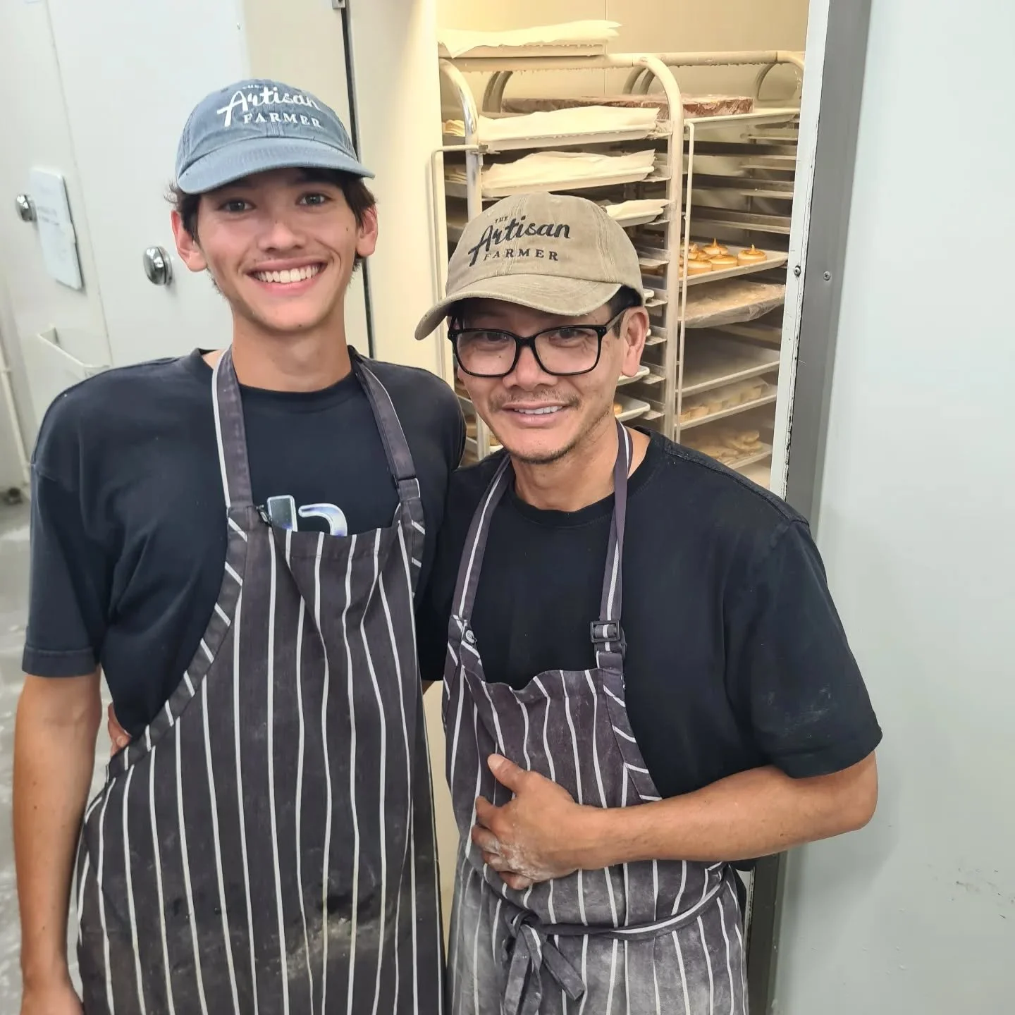 A father-son team is at work in our bakery, as master baker Paul passes on the skills on his trade to son Jack during his gap year. ❤️ 

#theartisanfarmernabiac #nabiac #passingiton #barringtoncoast #midnorthcoastnsw