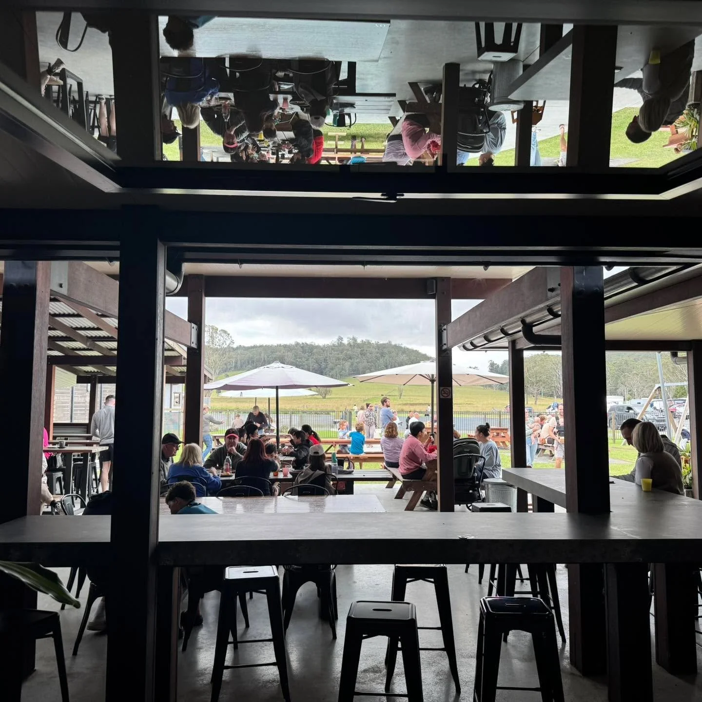 Opening windows on milder days = reflections! We love enjoying the spaces &amp; views within this space.

#theartisanfarmernabiac #midnorthcoastnsw #barringtoncoast #nabiac #reflections #cafe