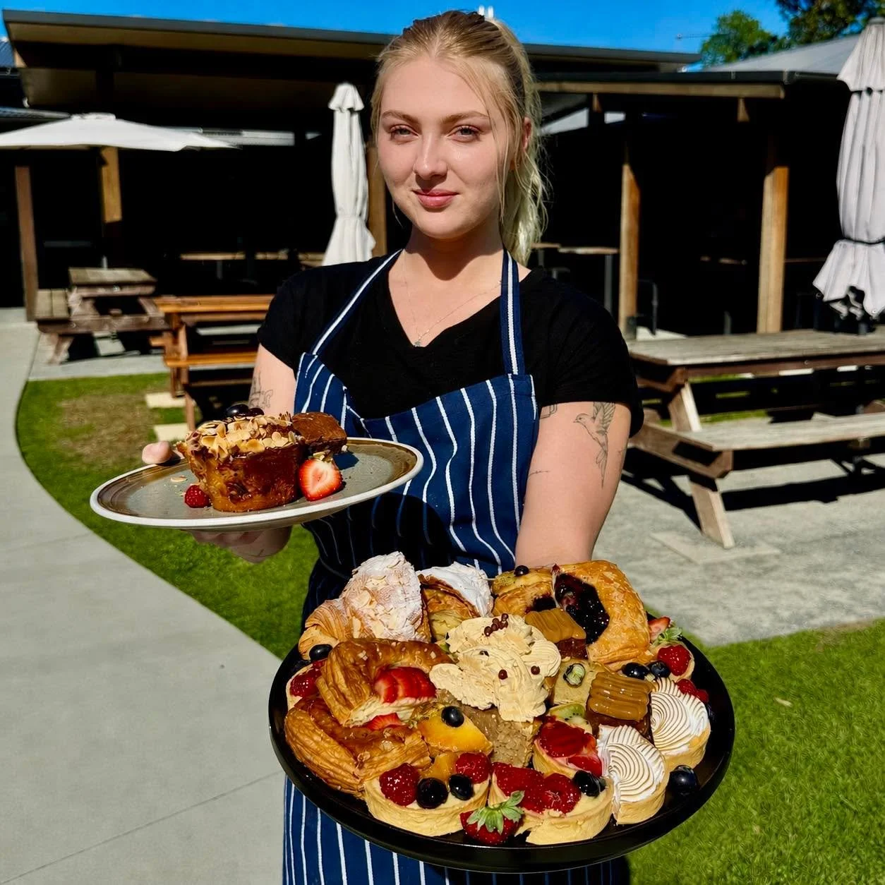 When hosting large groups, a favourite option is the sweet treat platter (with a separate plate for gluten free options). In this case this prolific selection was partly enabled by Chelsea, a valued member of our patisserie team, who has been baking 