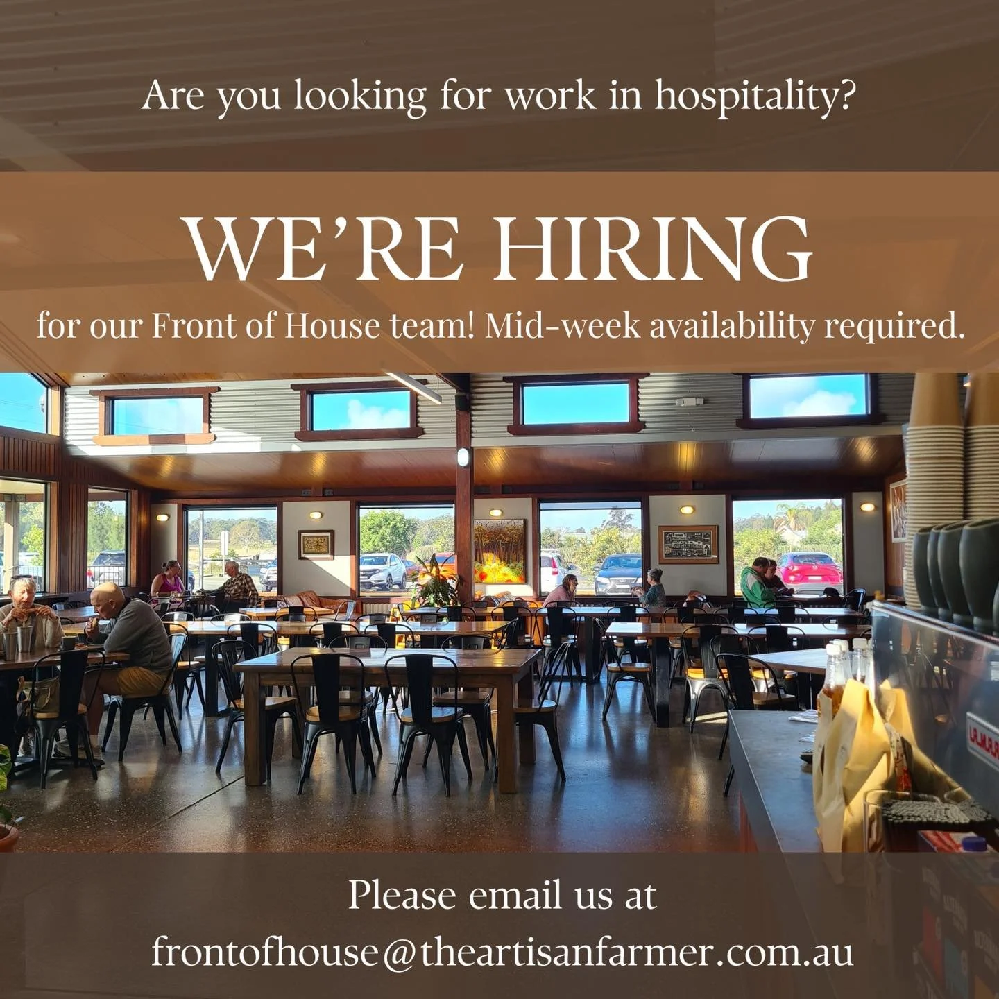 Hoping to find some reliable, personable team players to join our busy front of house team during the week!  Please share&hellip;
#theartisanfarmernabiac #midnorthcoastnsw #barringtoncoast #nabiac #jobsmidnorthcoast