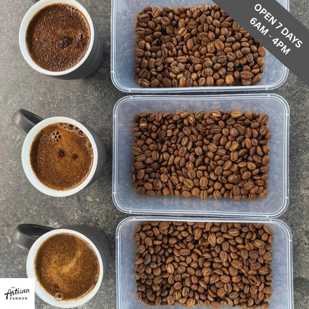 Coffee enthusiasts will recognise this setup as a process called &lsquo;cupping&rsquo;, a standardised tasting method to evaluate the aromas and flavours of coffee roasted differently. 

Cupping reveals the ideal roasting timeline and temperature cur