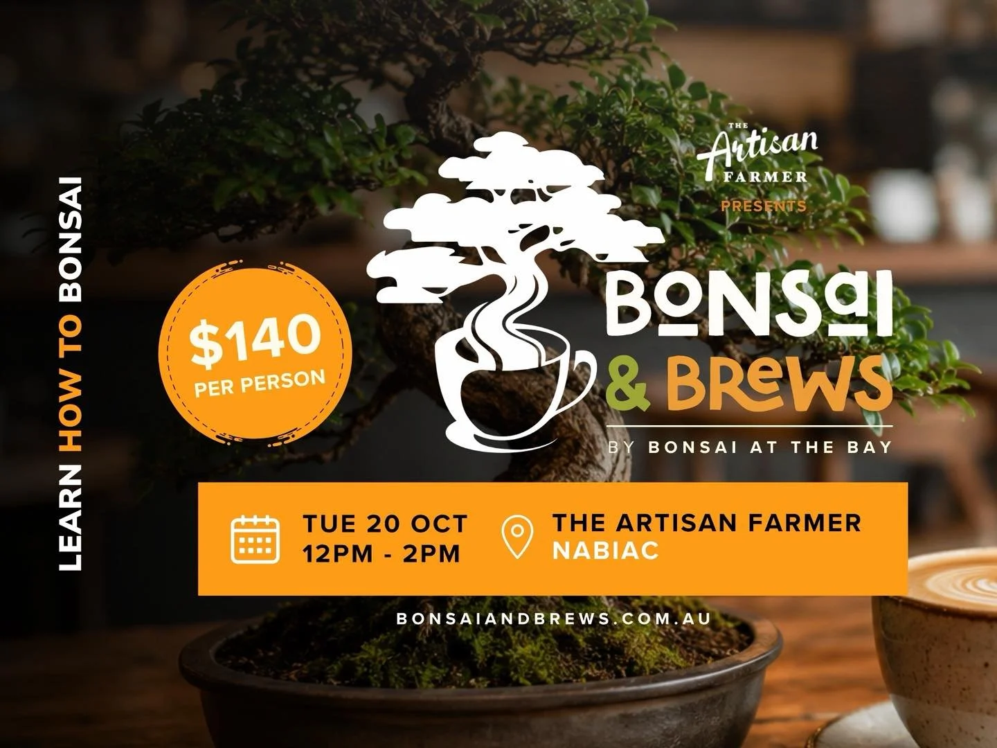 Come on over and learn how to create an ancient Asian artform dating back 2000 years! 

Bonsai trees combine nature with living art by turning trees into living sculptures. Bonsai master Mason Keane is hosting a workshop here on October 20 to share t