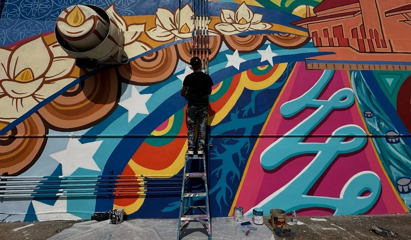 The countdown begins , unveiling the largest mural in @hburgdowntown tomorrow afternoon 🥳 Still a work in progress but all details from here on out 🙌🏽 🎨 @hattiesburgpublicart