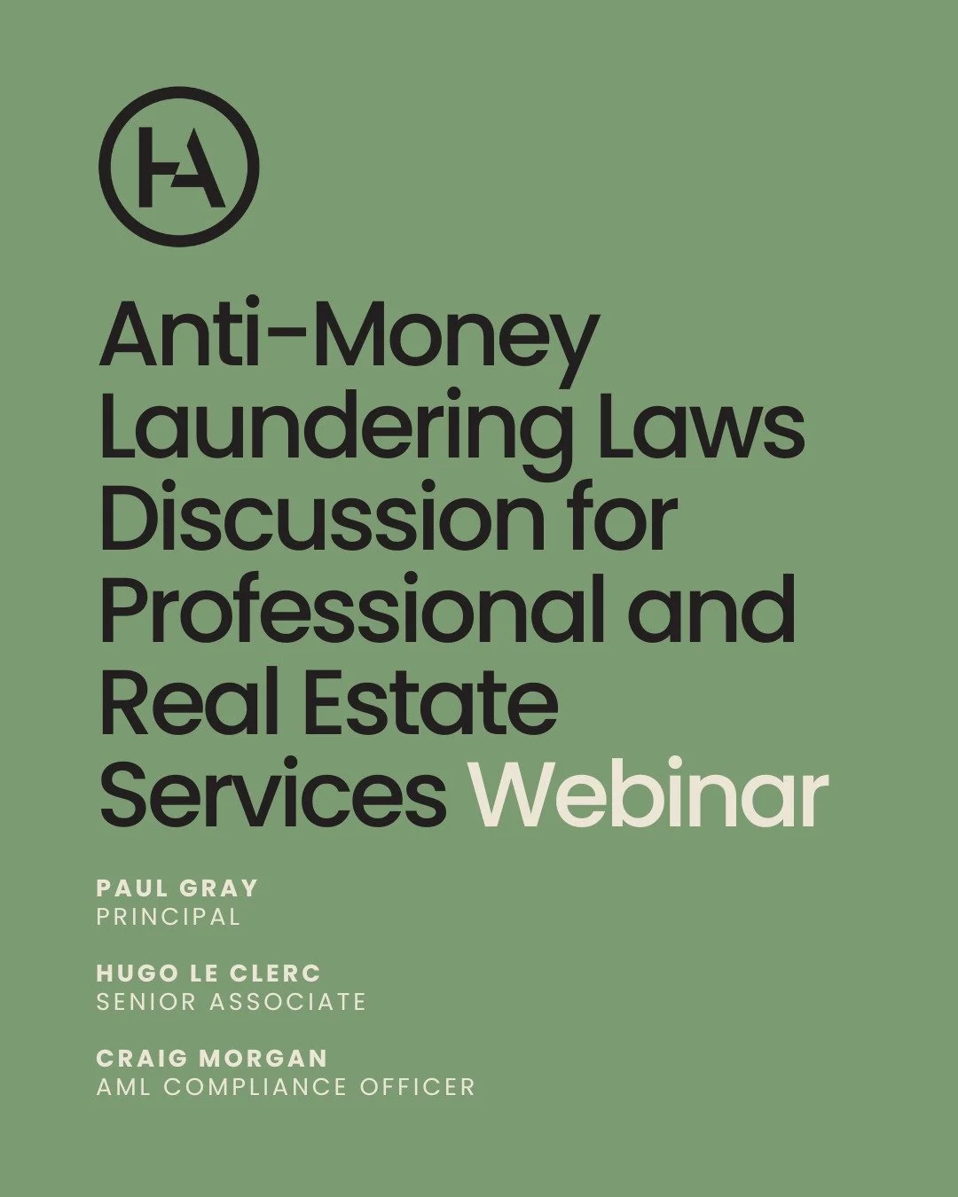Register now for our Anti-Money Laundering Laws for Professional &amp; Real Estate Services webinar. From 1 July 2026, new AML/CTF rules will apply to professionals providing designated services. Get practical guidance on Tranche 2 entities, designat