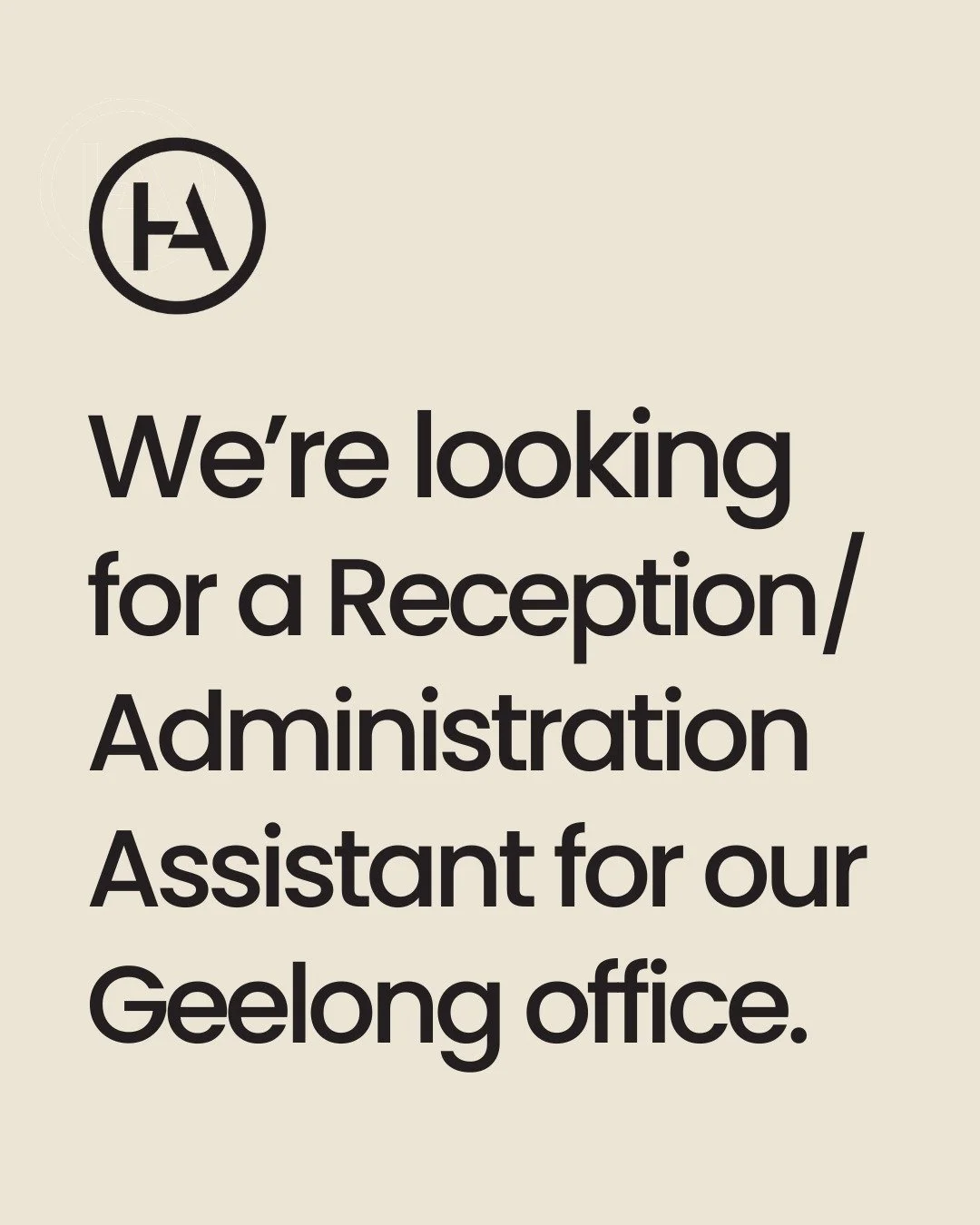 We have a part-time position available for a Reception/Administration Assistant in our Geelong office. This is an all-round position that provides administrative support, facilities coordination and mailroom support to the firm. Apply via link in bio
