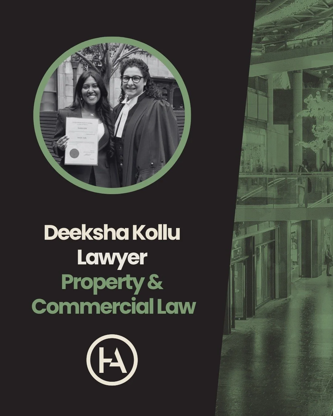 Congratulations to Deeksha Kollu on her admission as a Lawyer to the Supreme Court of Victoria. Deeksha will continue with our Property Law and Commercial Law team. Well done Deeksha!

#lawyer