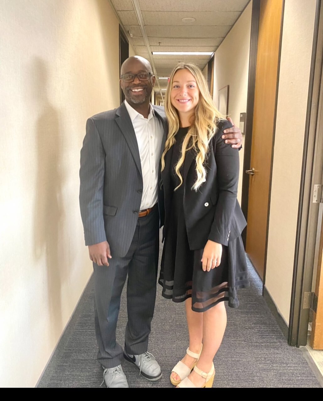 Summer Young and Hennepin County Chief Judge, Todd Barnette.  One of the most invaluable things as a new attorney is to surround yourself with mentors who know the law and have lots of experience. Summer was lucky enough to work with all 63 Judges in