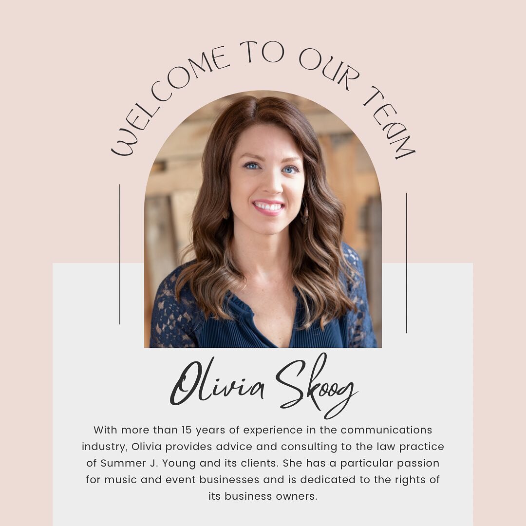 We are growing, AND FAST!  We are very excited to announce our new team member, Olivia Skoog!  Olivia does consulting work for The Law Office of Summer J. Young.  She brings in an extensive background in business law.  Olivia has been in the communic