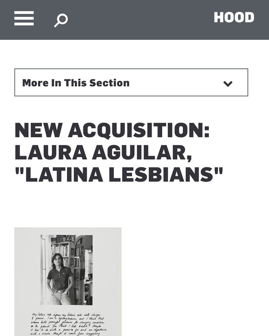 Acquisition news: 

The Hood Museum of Art at Dartmouth has acquired the second largest collection of Laura&rsquo;s Latina Lesbians series for their collection. 

Thank you @anjulilebowitz for the introduction and @alisaswindell along with the staff 