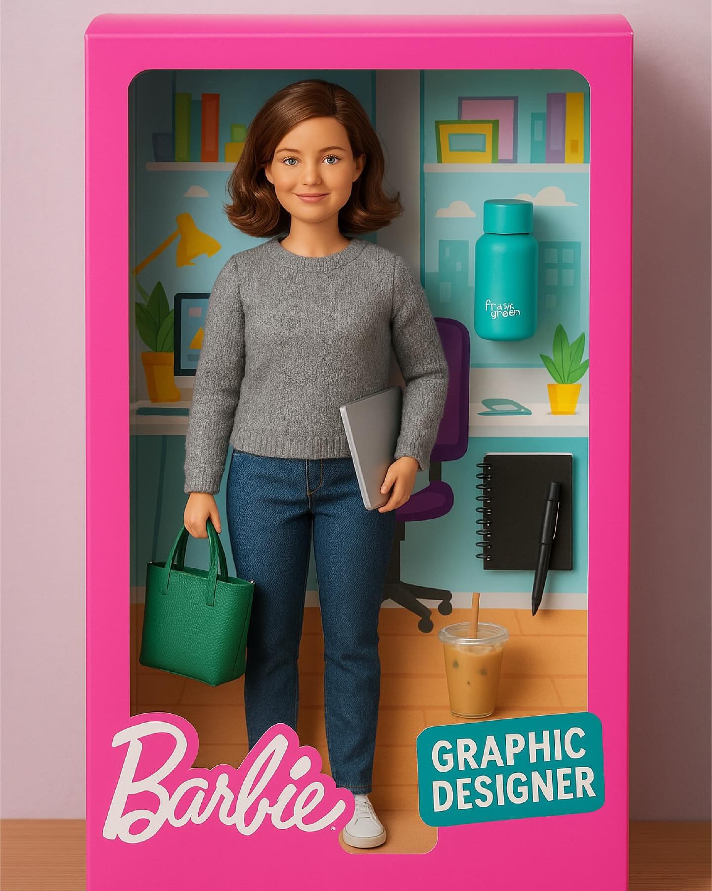 Introducing Graphic Designer barbie! Never far from a lap top, sketch pad or iced latte! Trying out the #dolltrend was really interesting I have never created an image using ai before and felt very restricted while still having complete freedom. But 