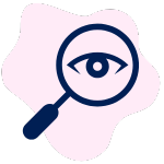 Magnifying glass with eye icon on abstract background