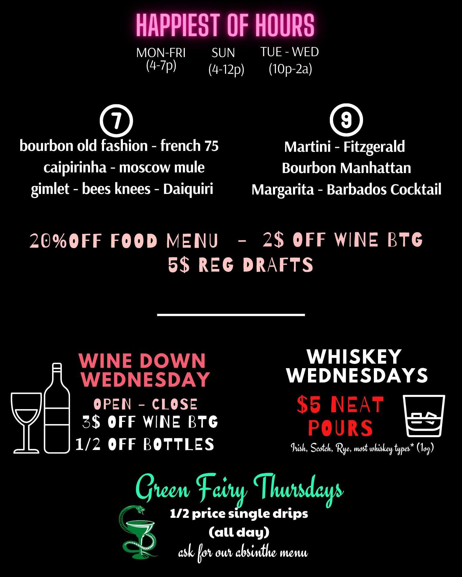Out Late? So will we! We're adding some hours to our Tuesday and Wednesday with some special pricing for you night owls.  Now open until 2AM TUE-SAT again.