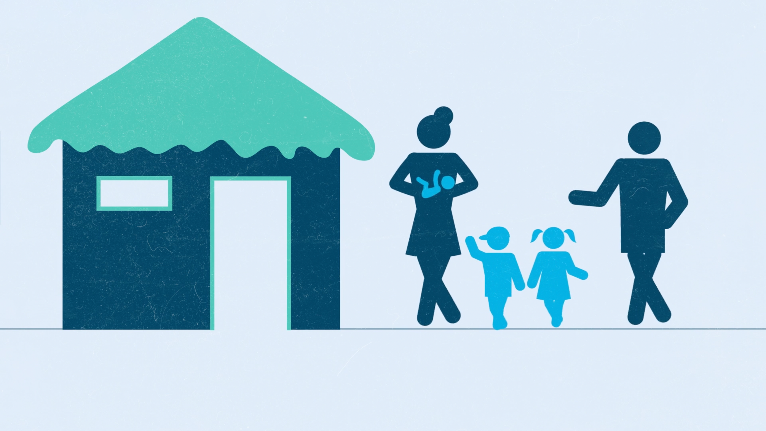 A family depicted through anonymous characters