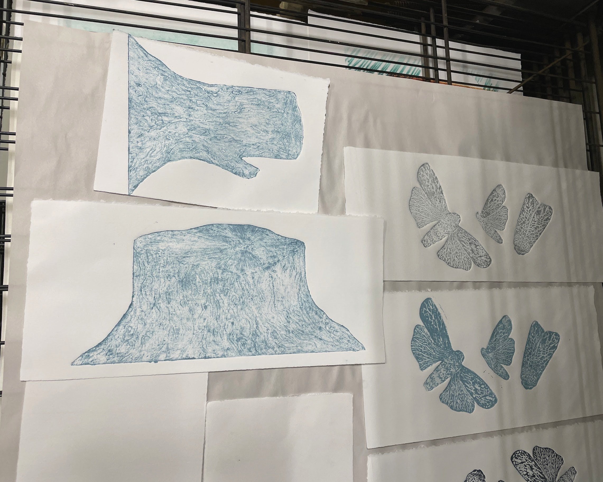 Several printed elements - I made several prints of the stumps too in a couple of different colours.