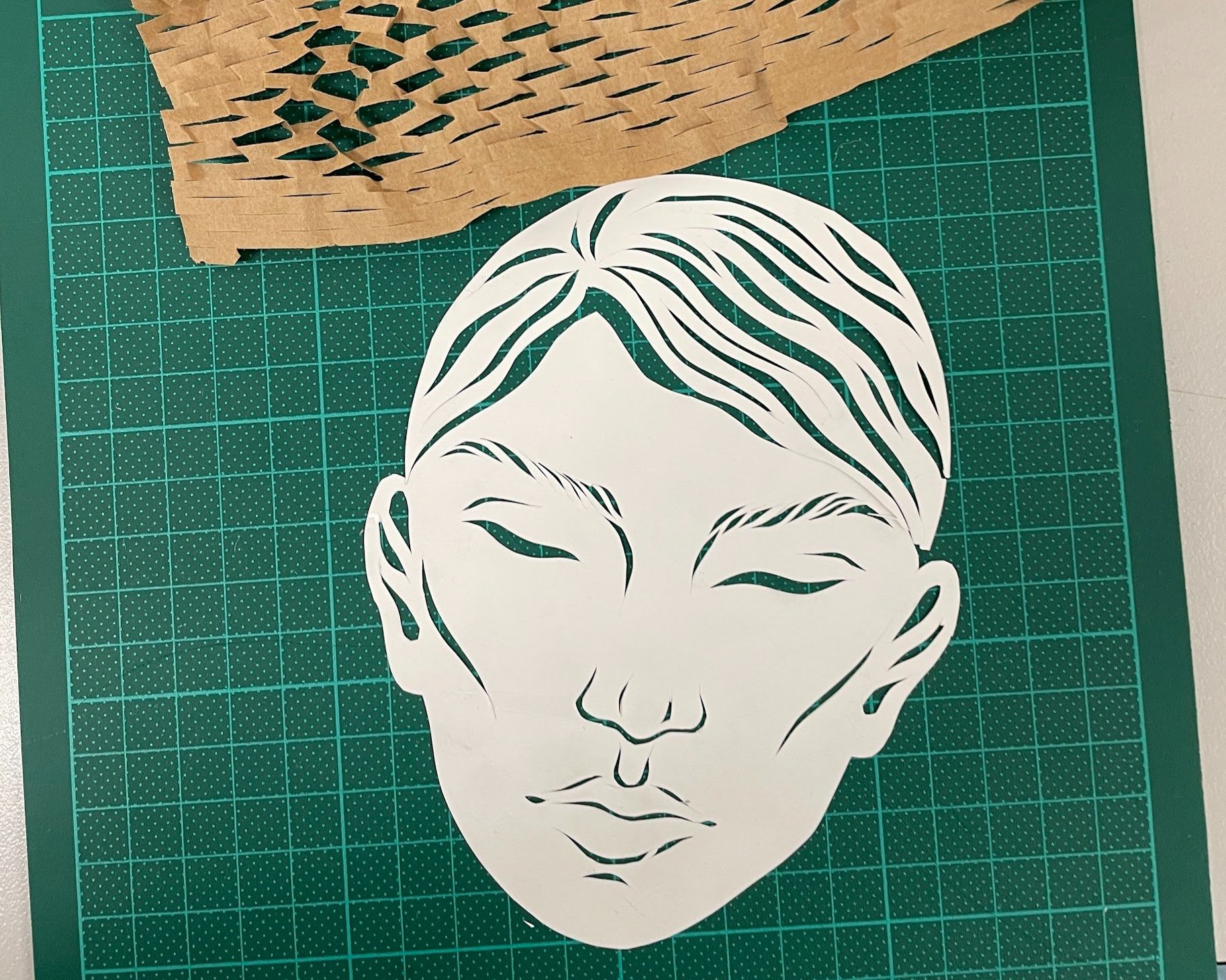 Yupo paper stencil + Recycled paper from parcel