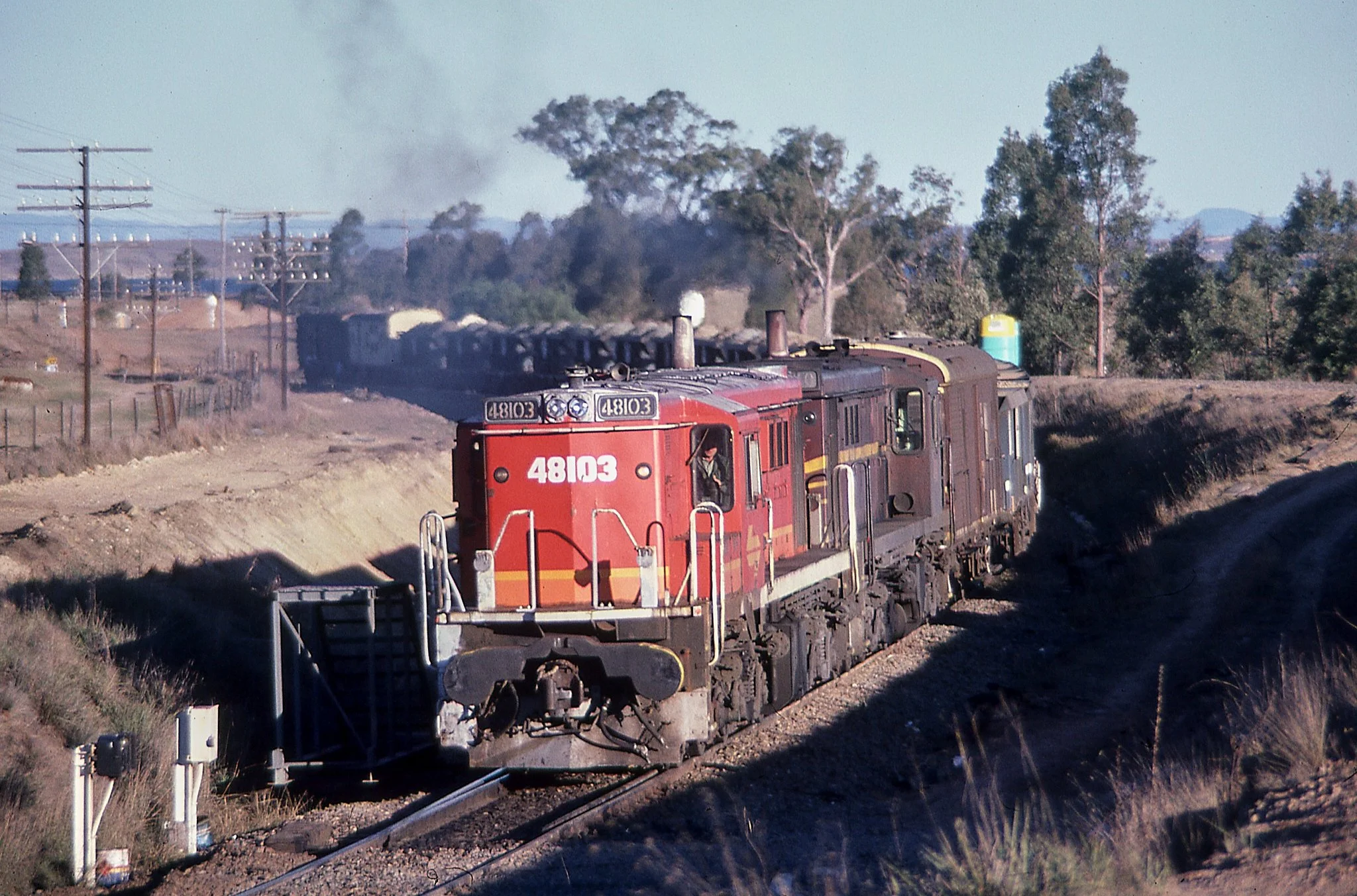 48103+4810 ballast train Liddell. July 1986