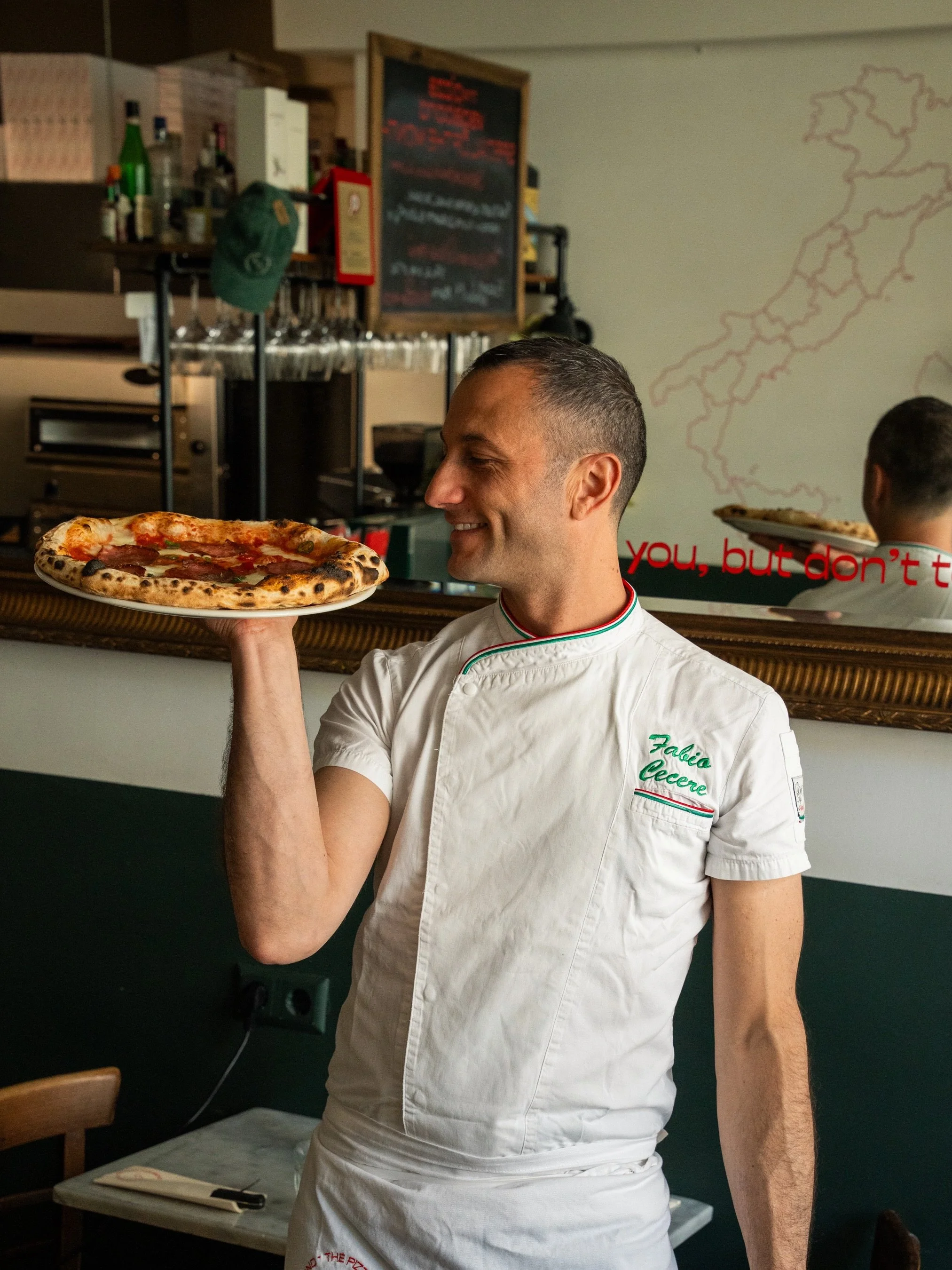 Join us for Aperol spritz, pizza Diavola and Fabio's smile.