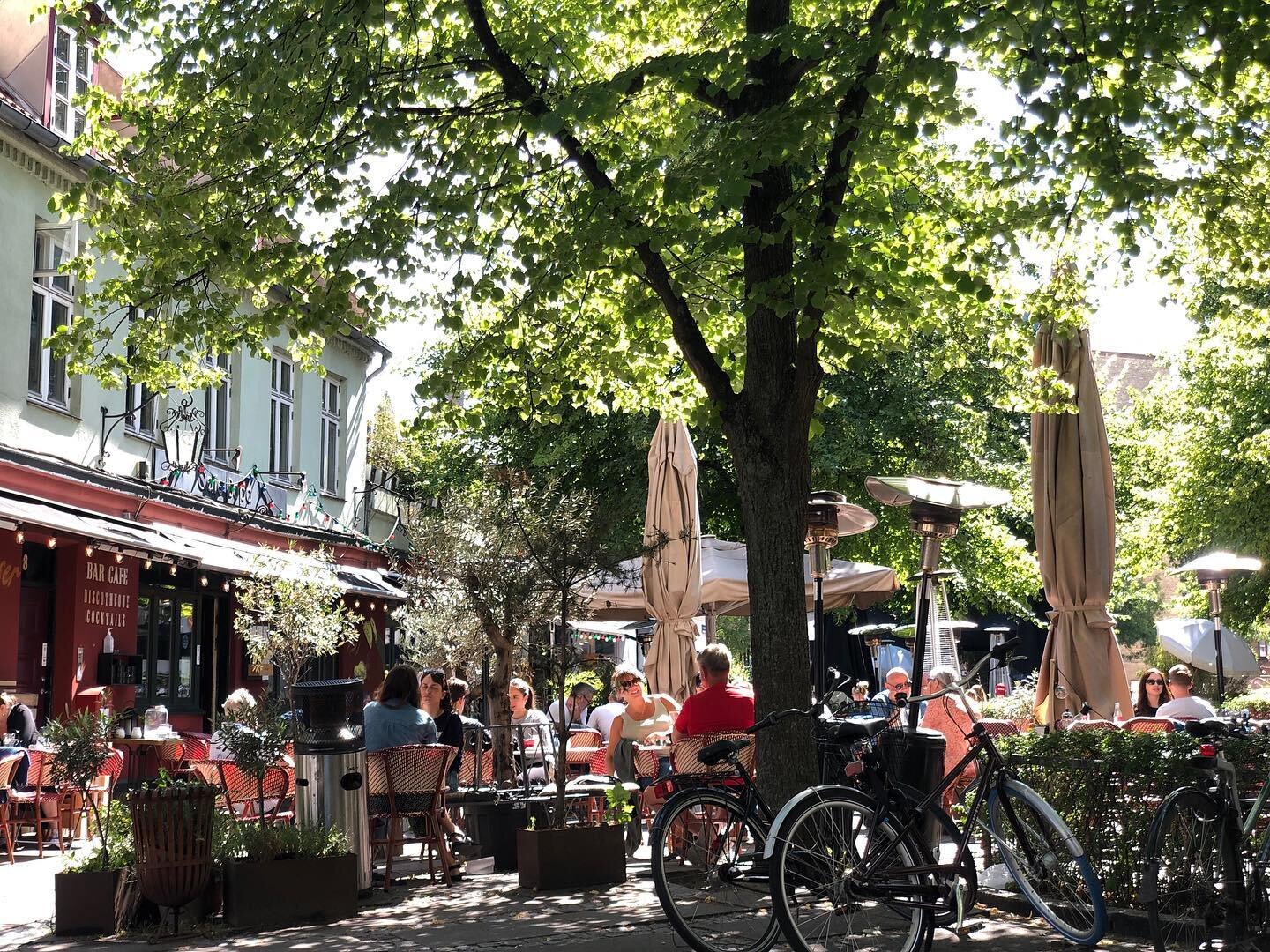 Sommerstemning under b&oslash;getr&aelig;erne p&aring; Bopa Plads ☀️