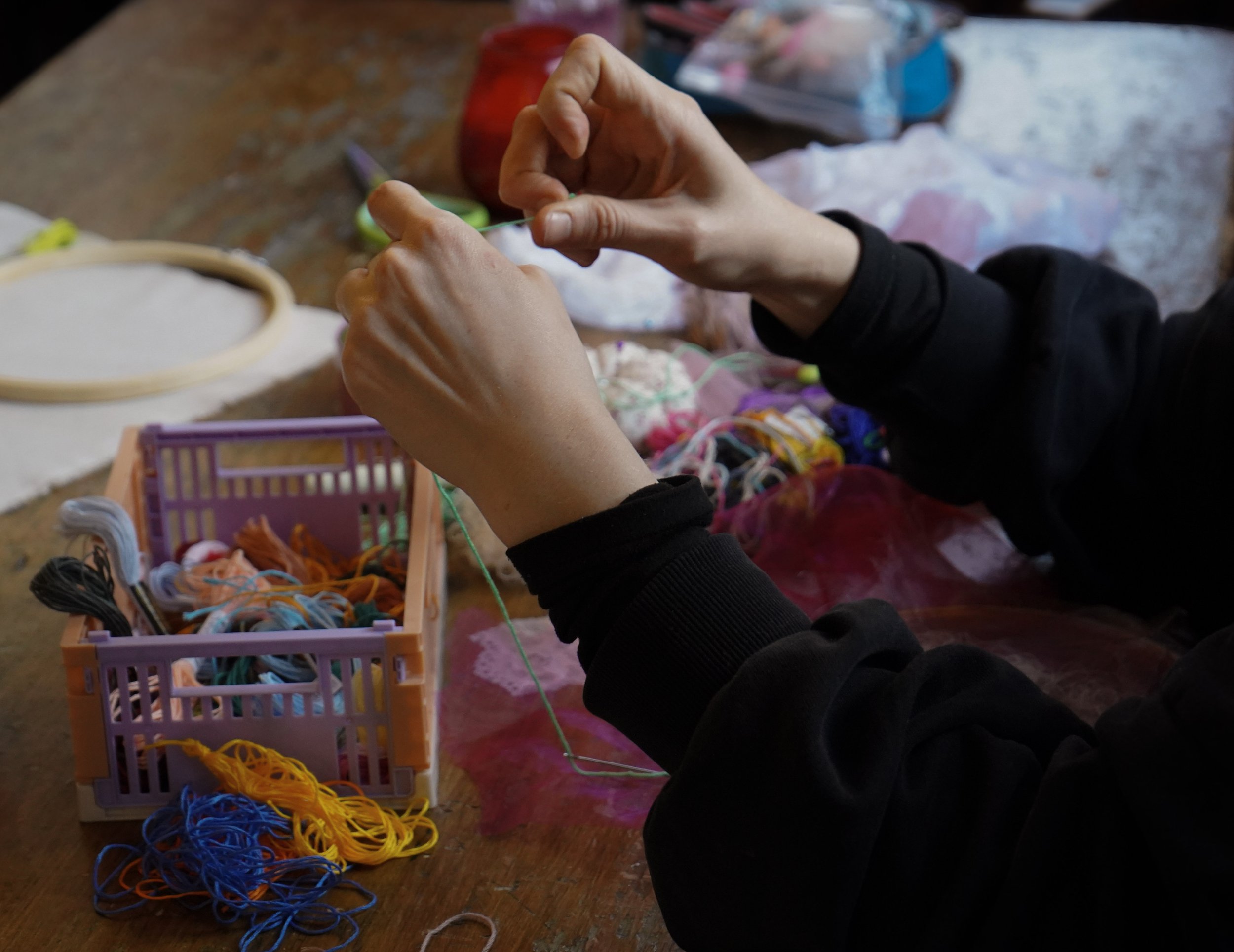 Queer Stitch and Sip: Scrap Textile Collage Workshop