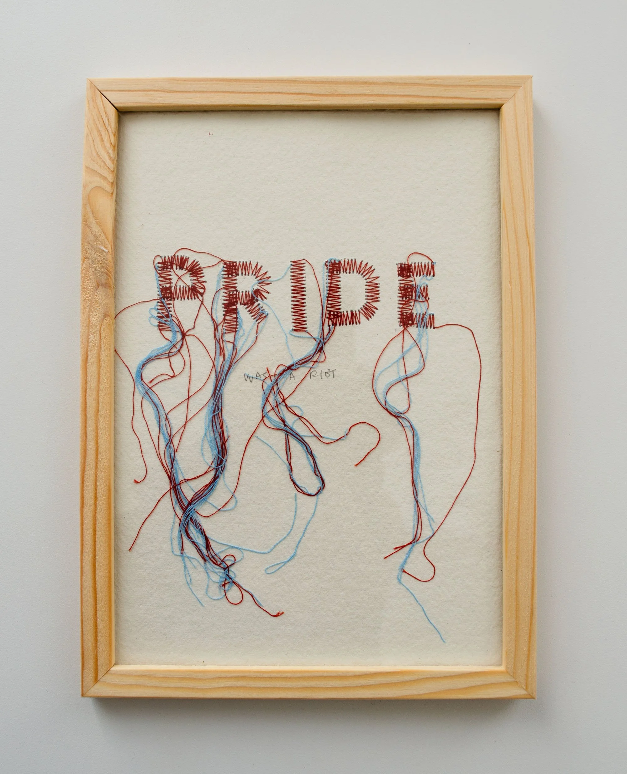 "Pride" Framed Stitched Text Art on Handmade Paper