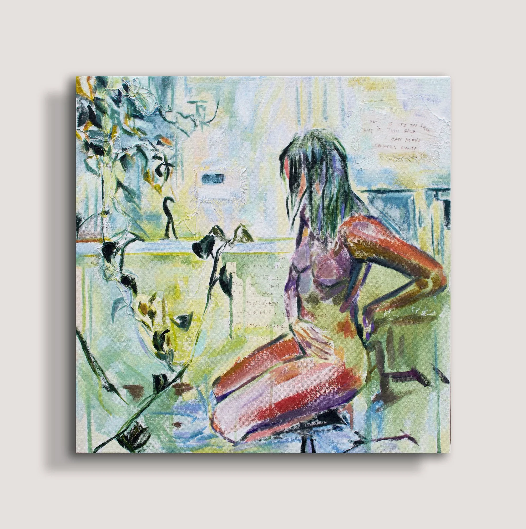 "I Thought I'd Be Finished By Now, But I'm Always Moving Back and Forth" Mixed Media Figurative Painting