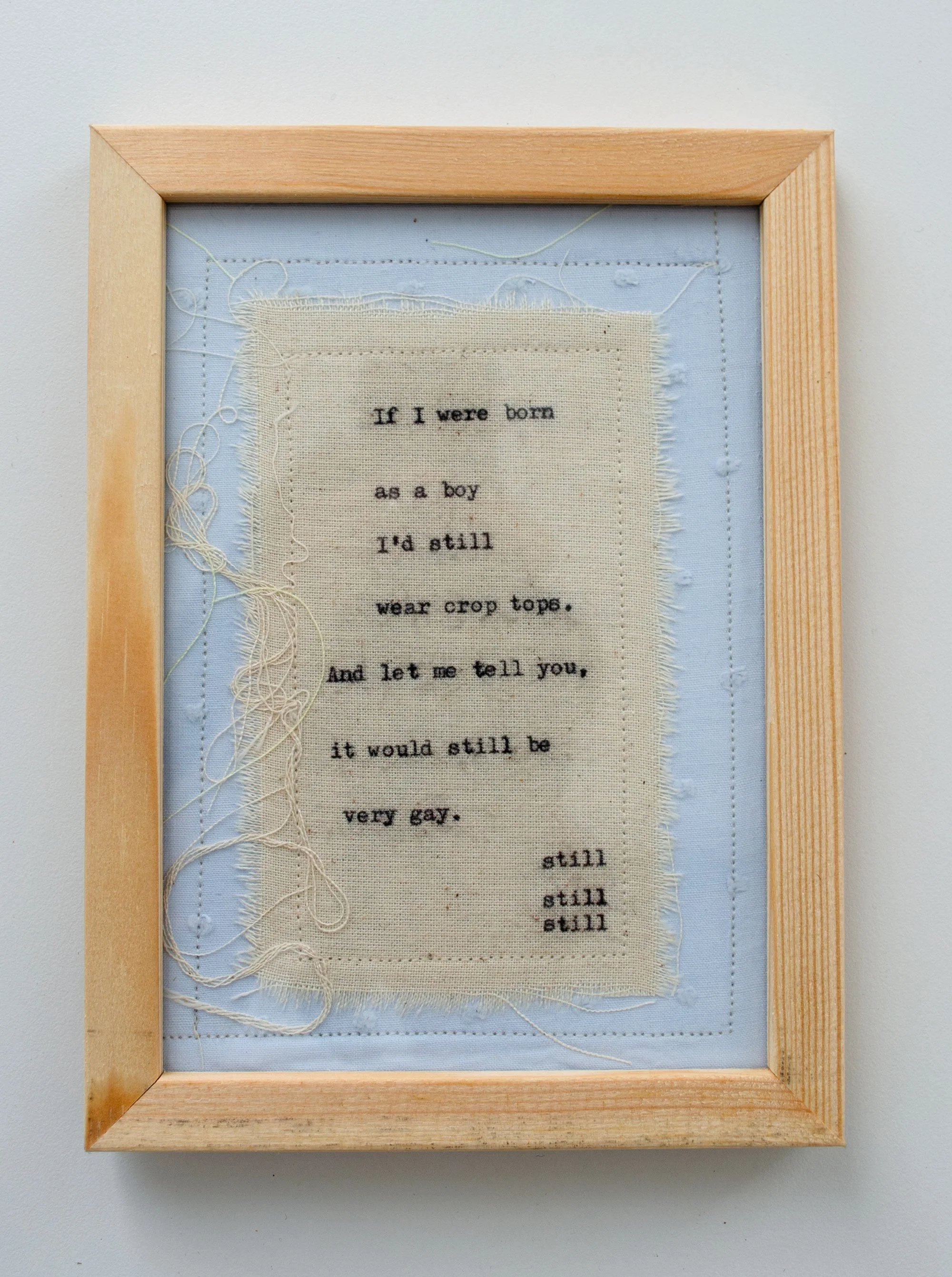 "If I Were" Framed Poetic Textile Art with Typewriter Text