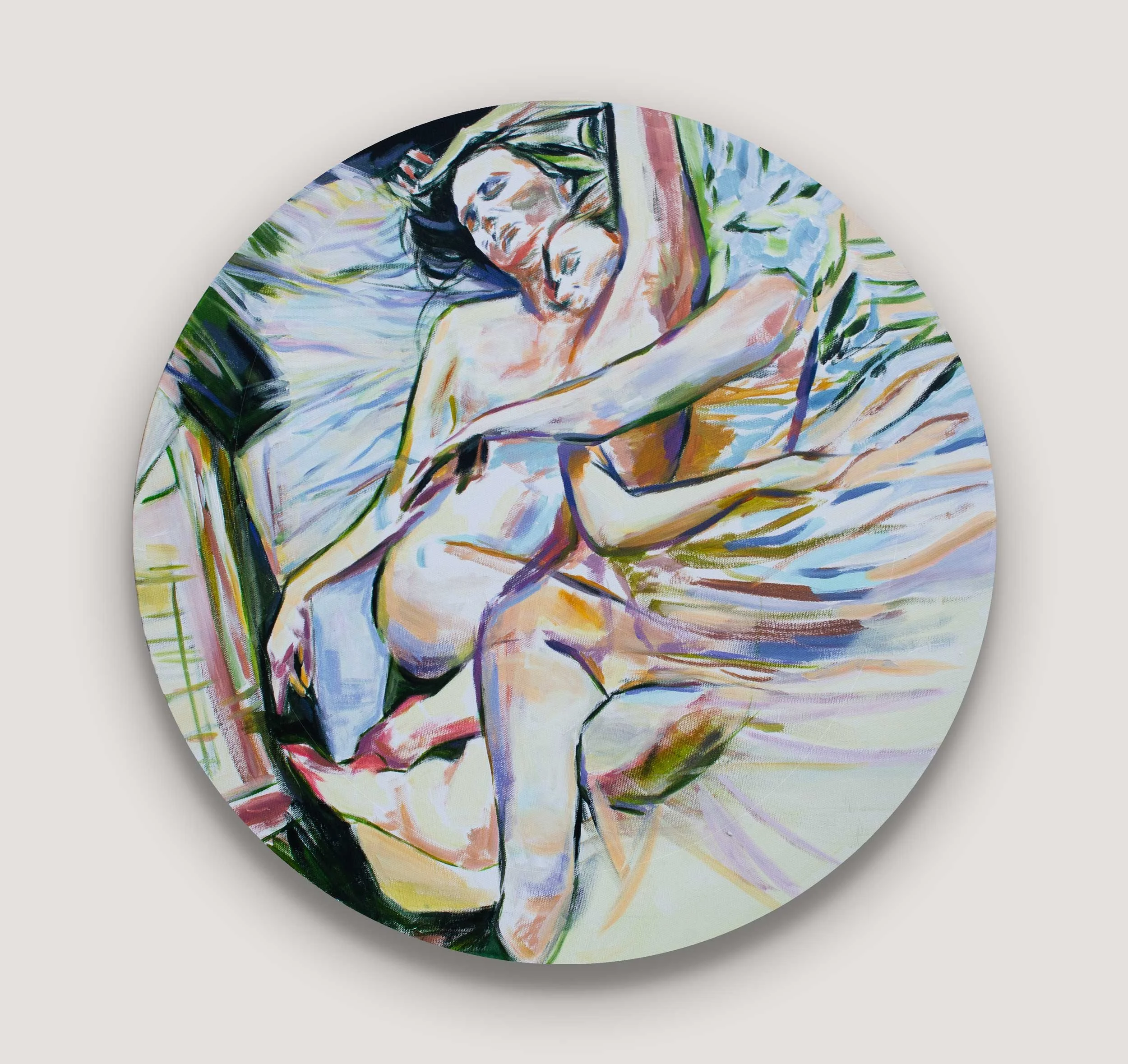 You Wanted To Consume Me, Envelope Me, and Bruise Me: Acrylic Art on Round Canvas