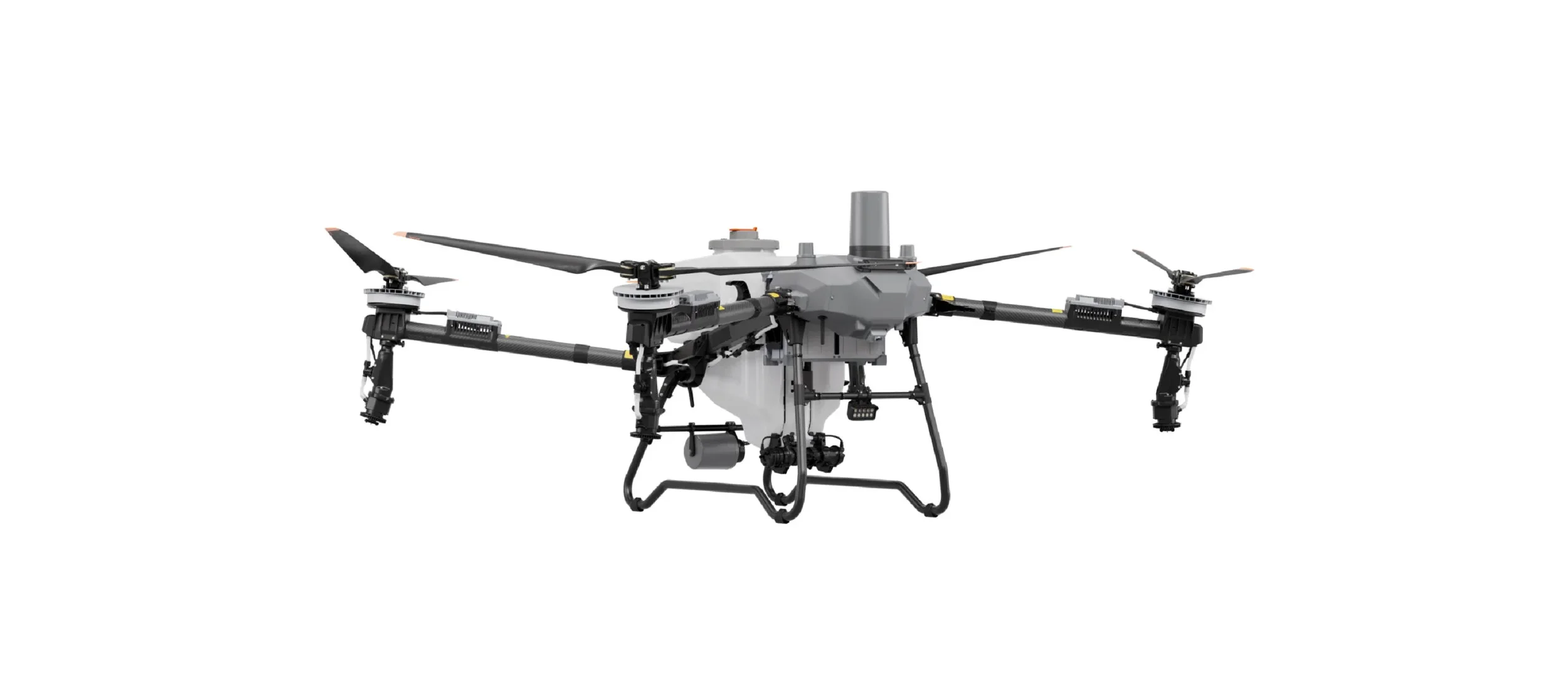 Agricultural drone with eight rotors, front view