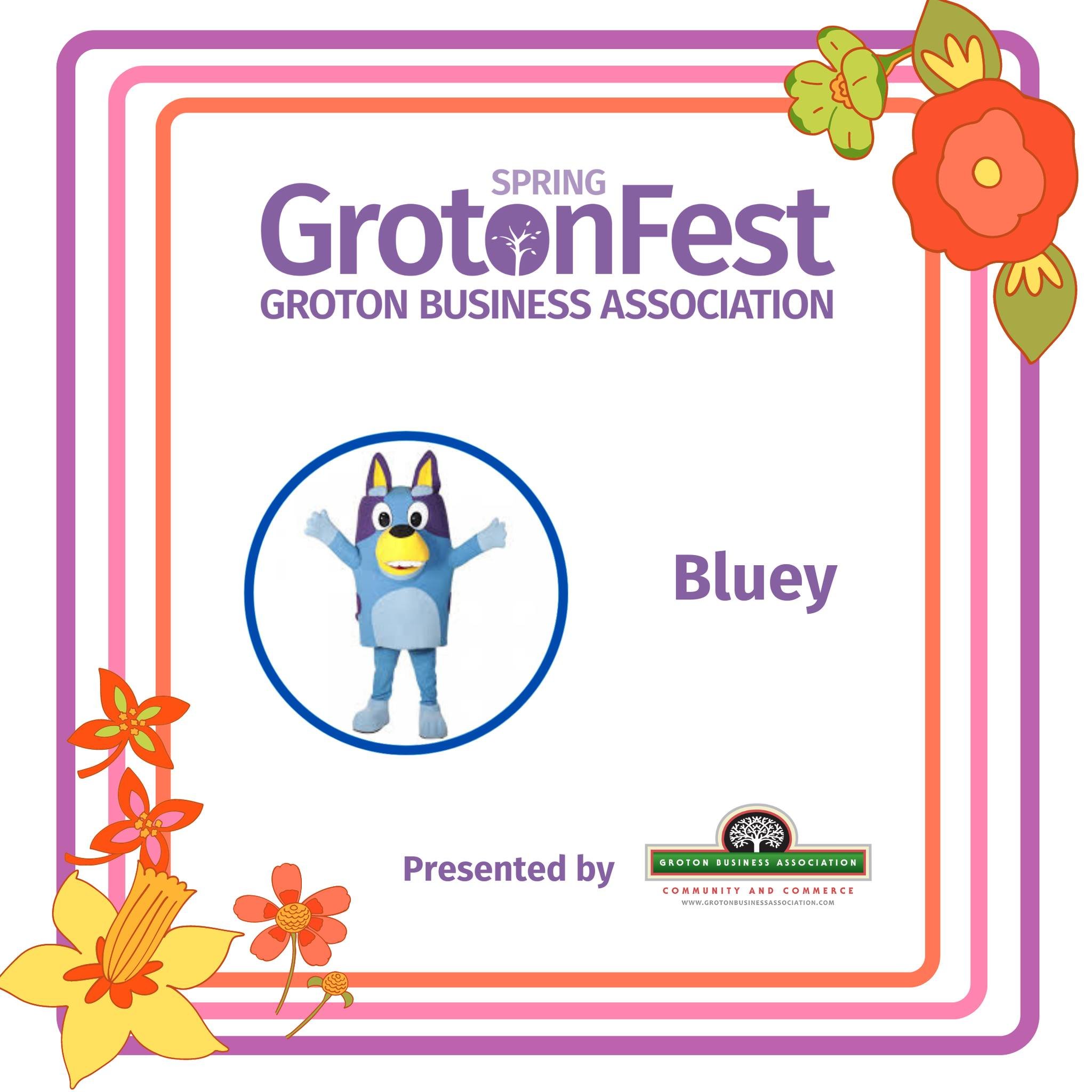 if you want to meet Bluey make sure you visit GrotonFest on May 19th from 1-3pm on the Prescott Back Lawn.