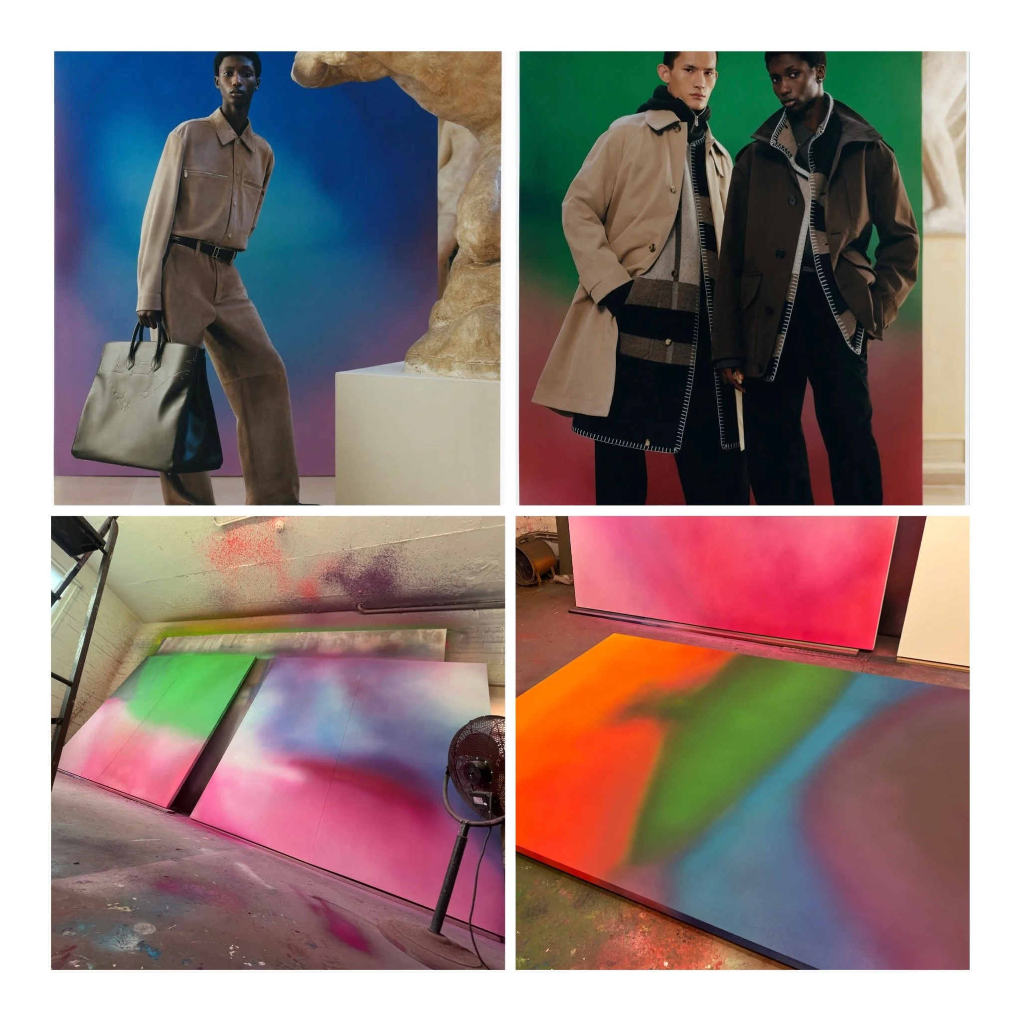 Hermes - sprayed backdrops 

Designer - Ibby Njoya