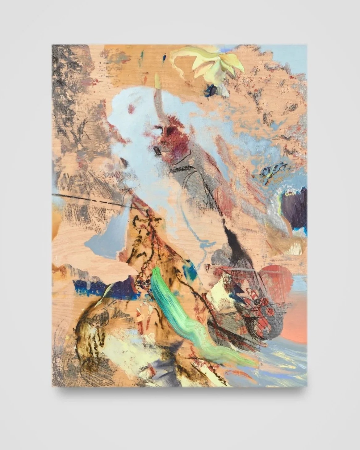 Membrane Study I, acrylic, oil, mirror paint, oil stick, china marker, and polyurethane on panel, 9 x 12 in. Sold