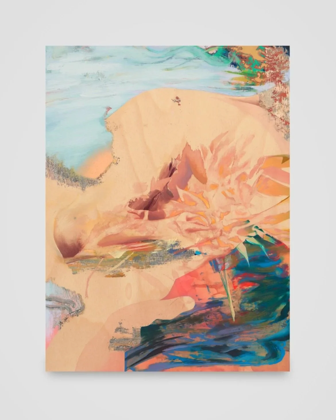 Fallible Frameworks, acrylic, oil, mirror paint, oil stick, china marker, and polyurethane on panel, 12 x 14 in. $840