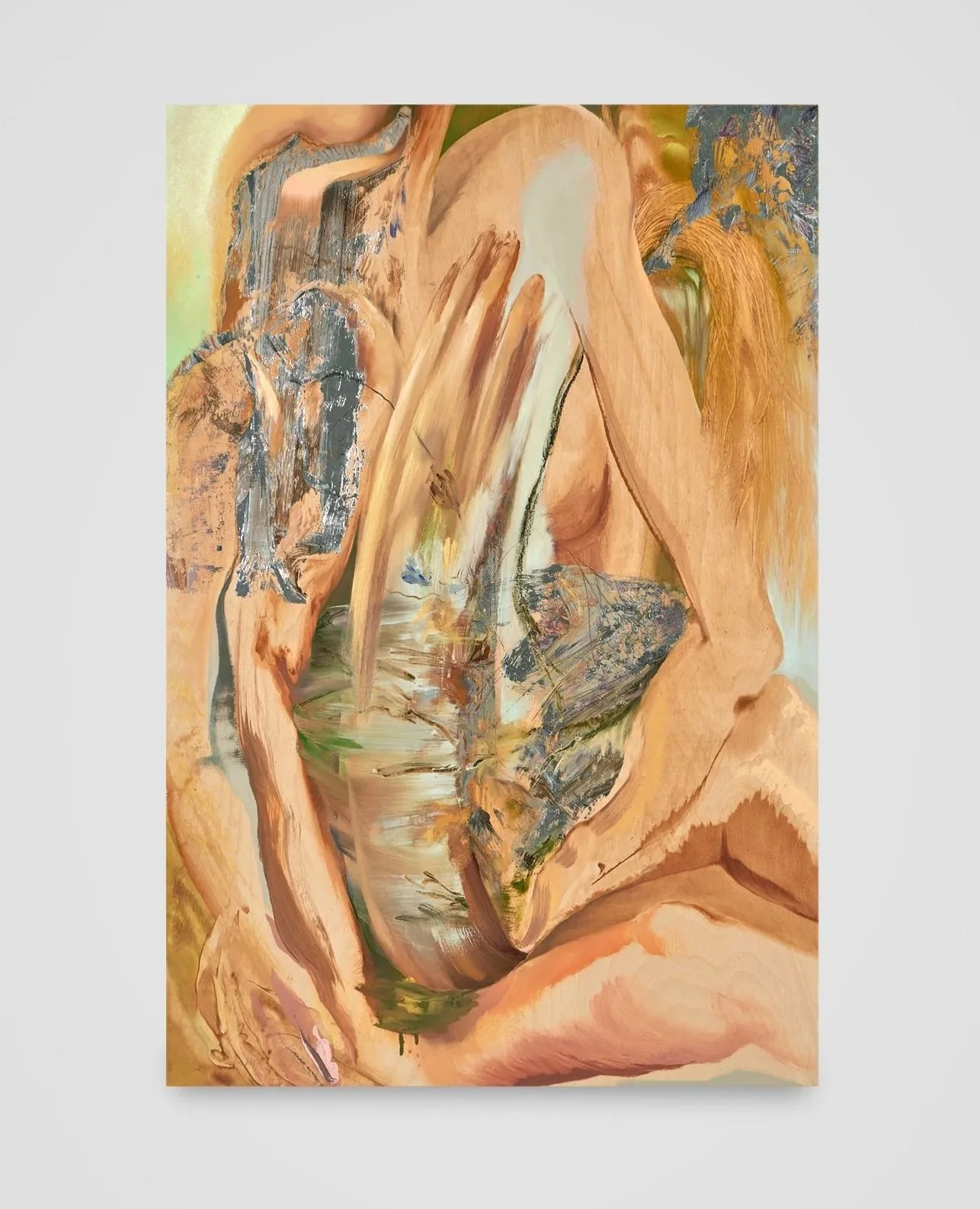 A mostly constant gardener, acrylic, oil, mirror paint, china marker and oil stick on panel, 24 x 36 in. $2100