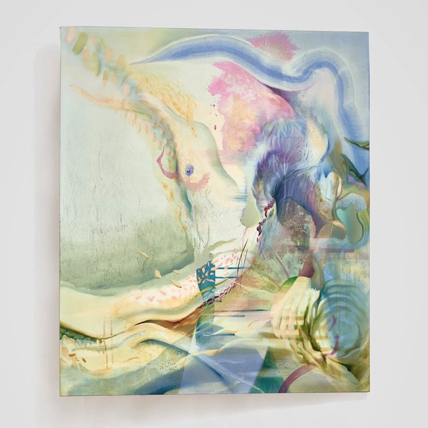 Give and Take, oil and acrylic on canvas (currently stretched), 36 x 41.5 in, 2020 - $1400

*The tilt of the canvas is from an installation view from a solo show, the work can be hung flush to the wall*