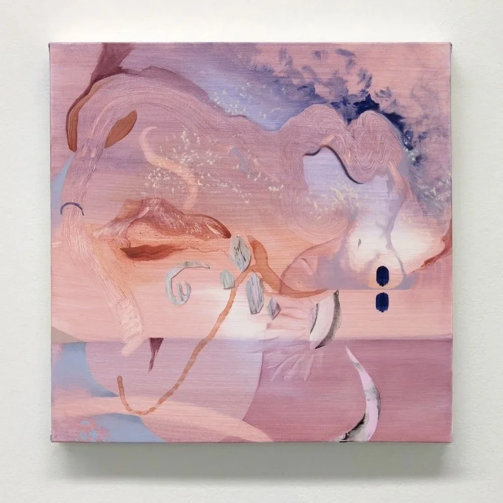 One-sided Symmetry, oil and acrylic on canvas (currently stretched), 16 x 16 in, 2019 - $560