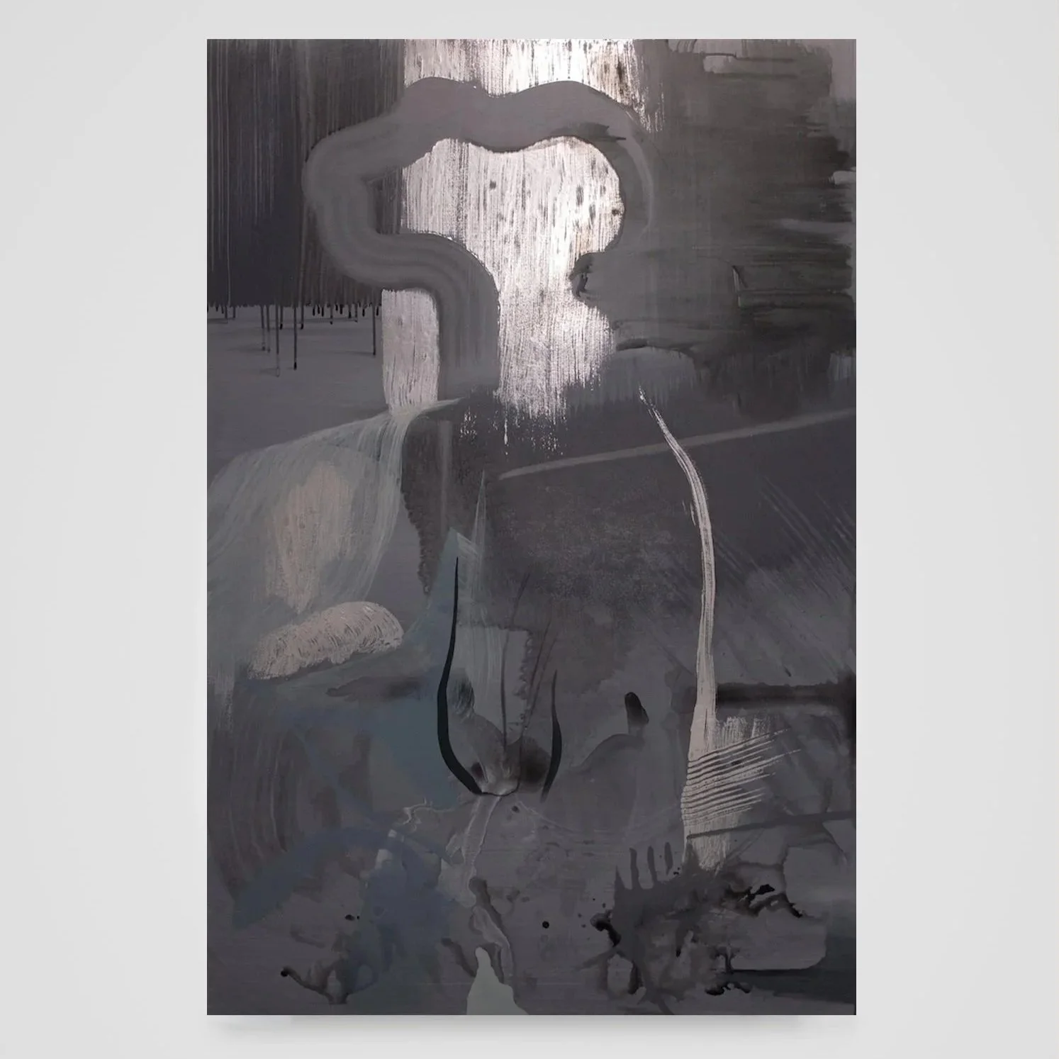 Lumen, oil, acrylic and mirror paint on panel, 40 x 60 in, 2018 - $1750