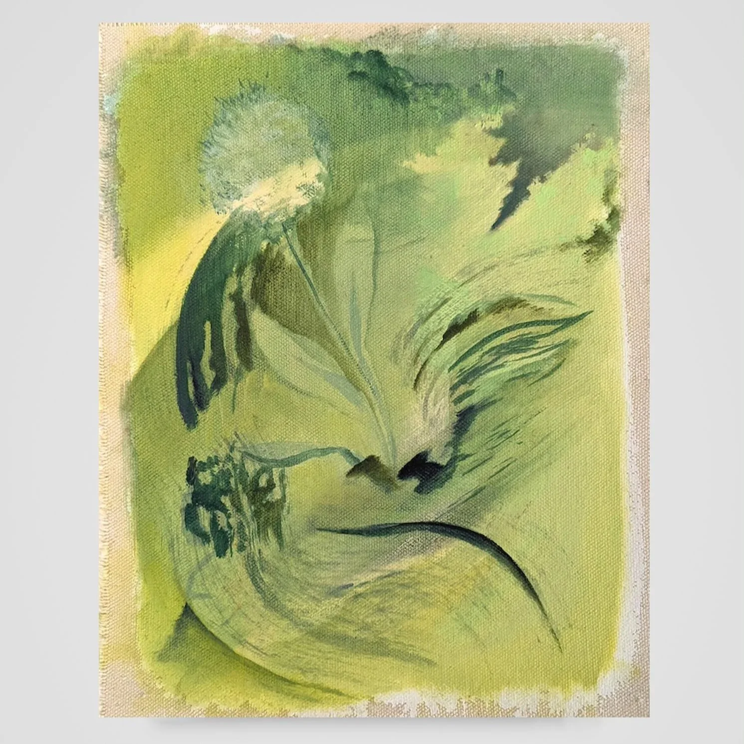 Untitled (Green Foliage), oil and acrylic on unstretched canvas, 8 x 10 in, 2020 - $225