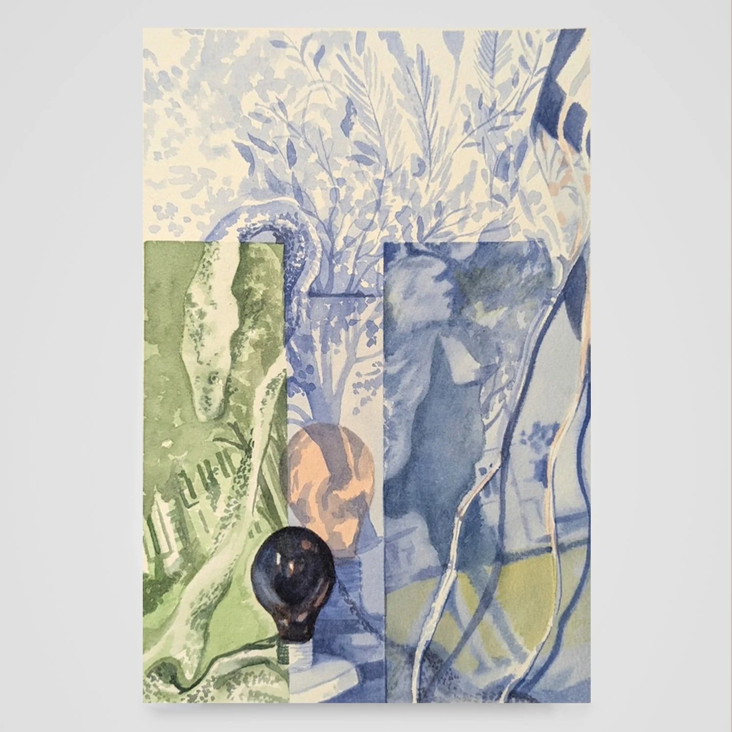 Snake and Lightbulb Study, watercolour on paper,  7.25 x 11 in, 2019 - $200